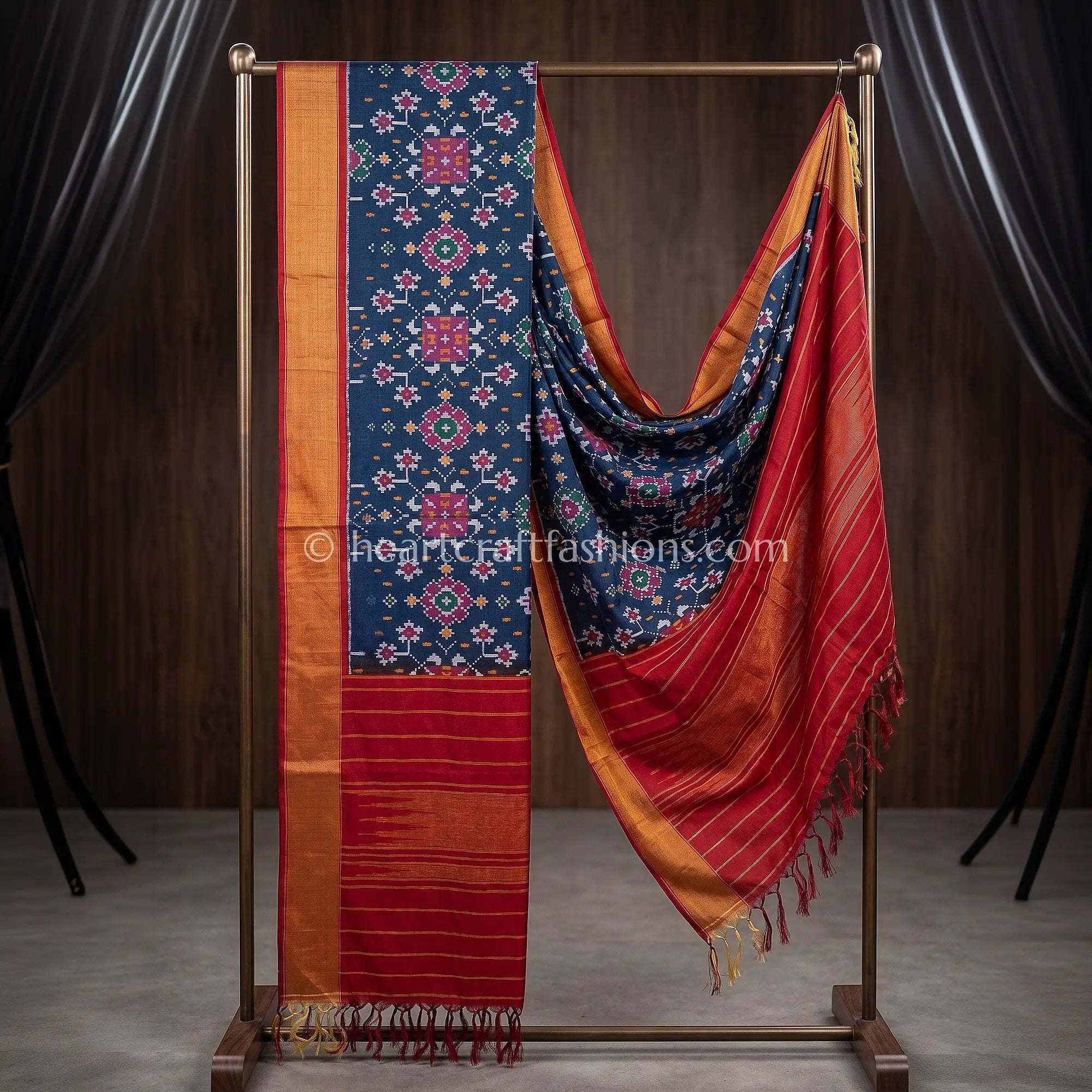 Deep Navy Patola Silk Dupatta