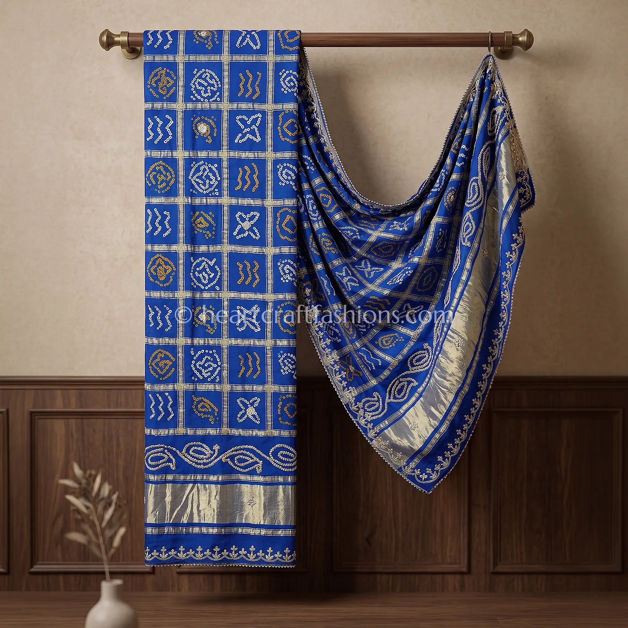Royal Blue Pure Gajji Gharchola Dupatta