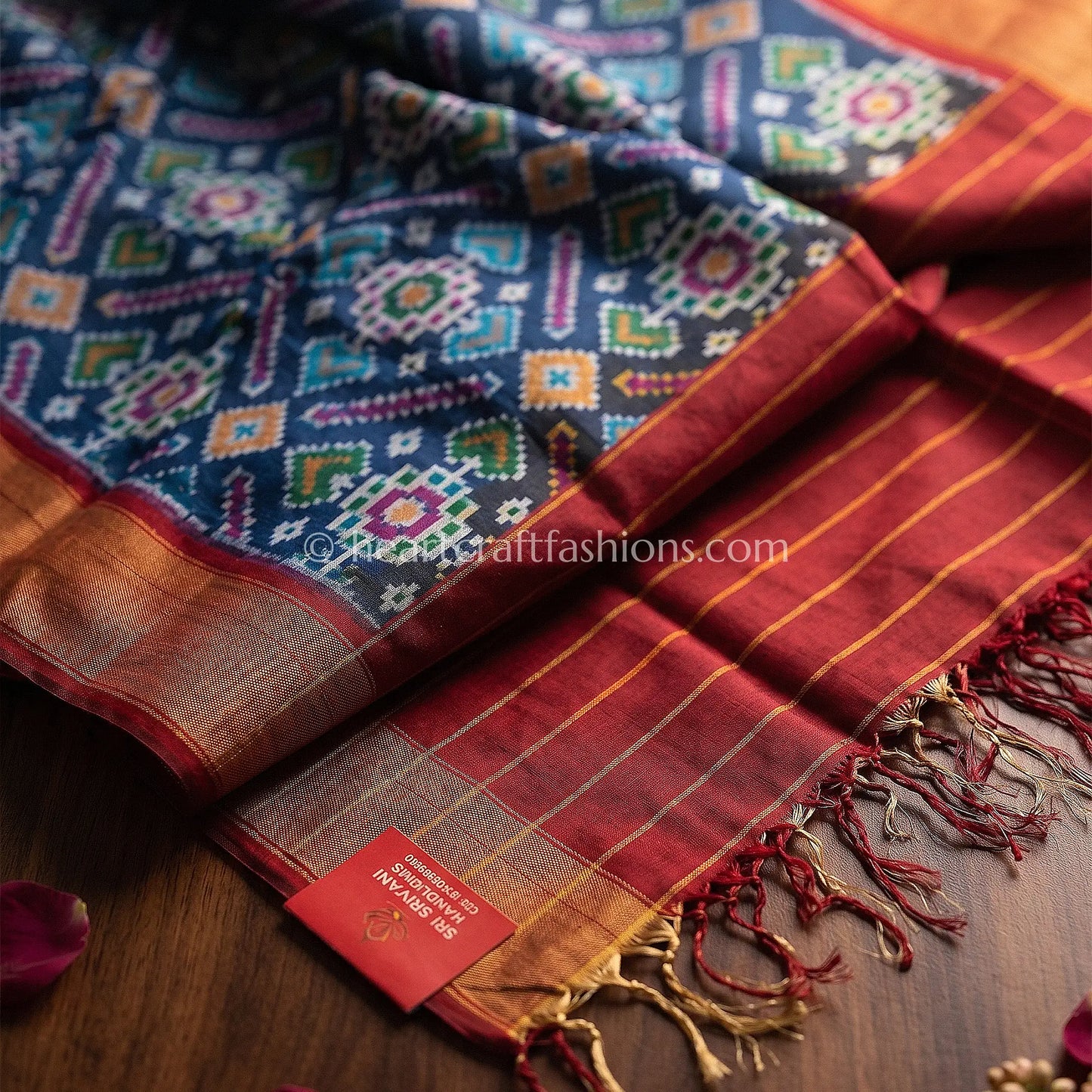 Navy Blue Patola Silk Dupatta