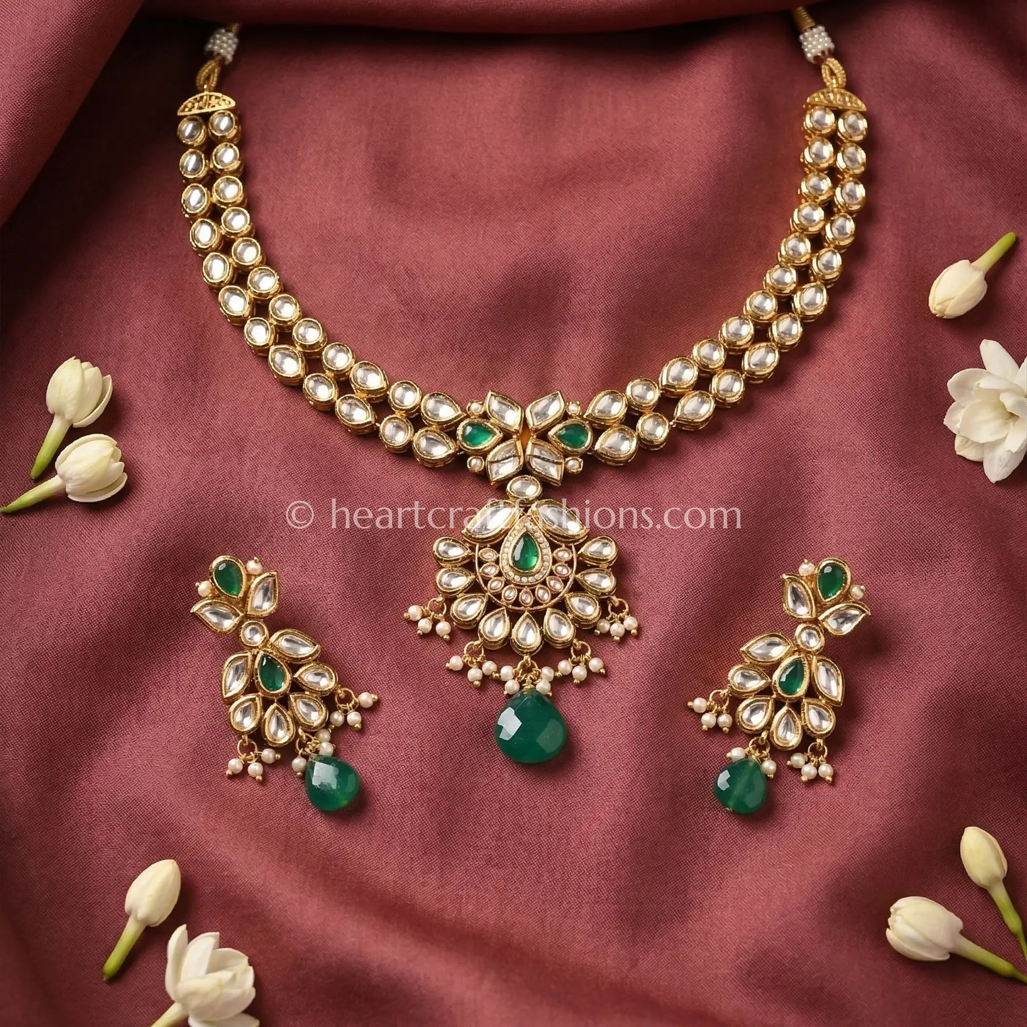 Avira AC Kundan Emerald Drop Choker