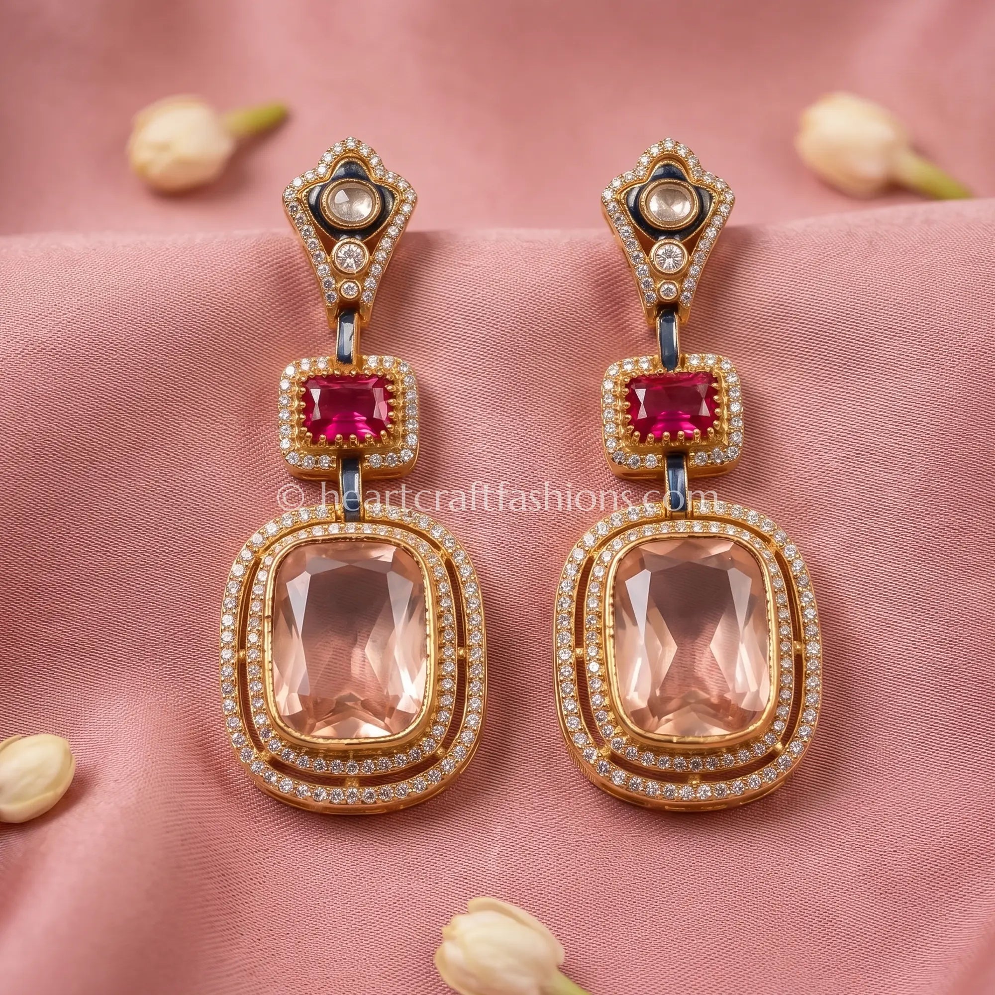 Aarna Ruby Moissanite Polki Doublet Earrings