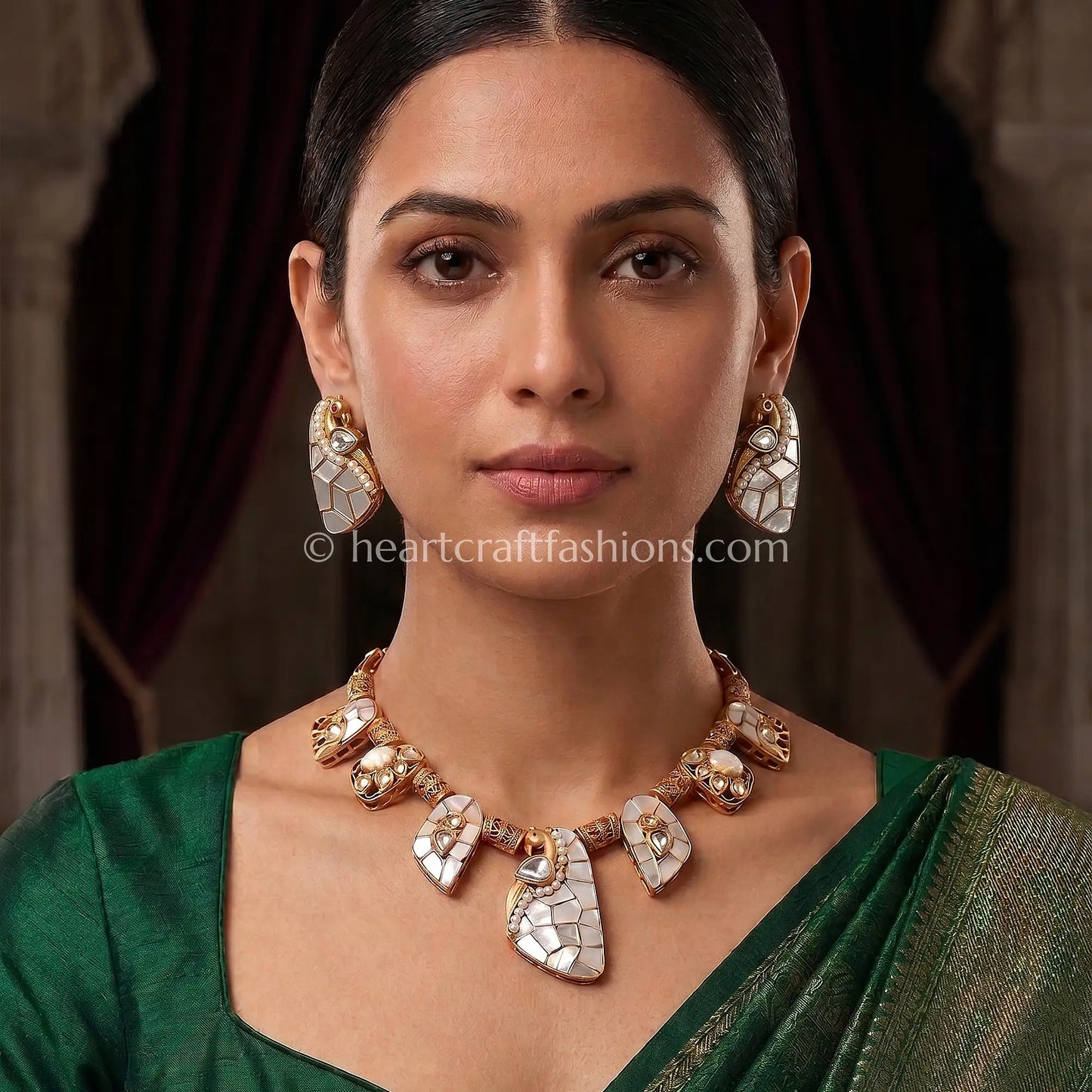 Amrapali Mosaic Mother-of-Pearl Antique Shield Necklace Set