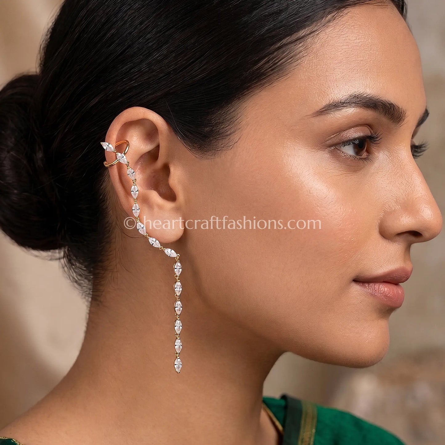 Cascading Marquise Zircon Gold-Plated Ear Cuff