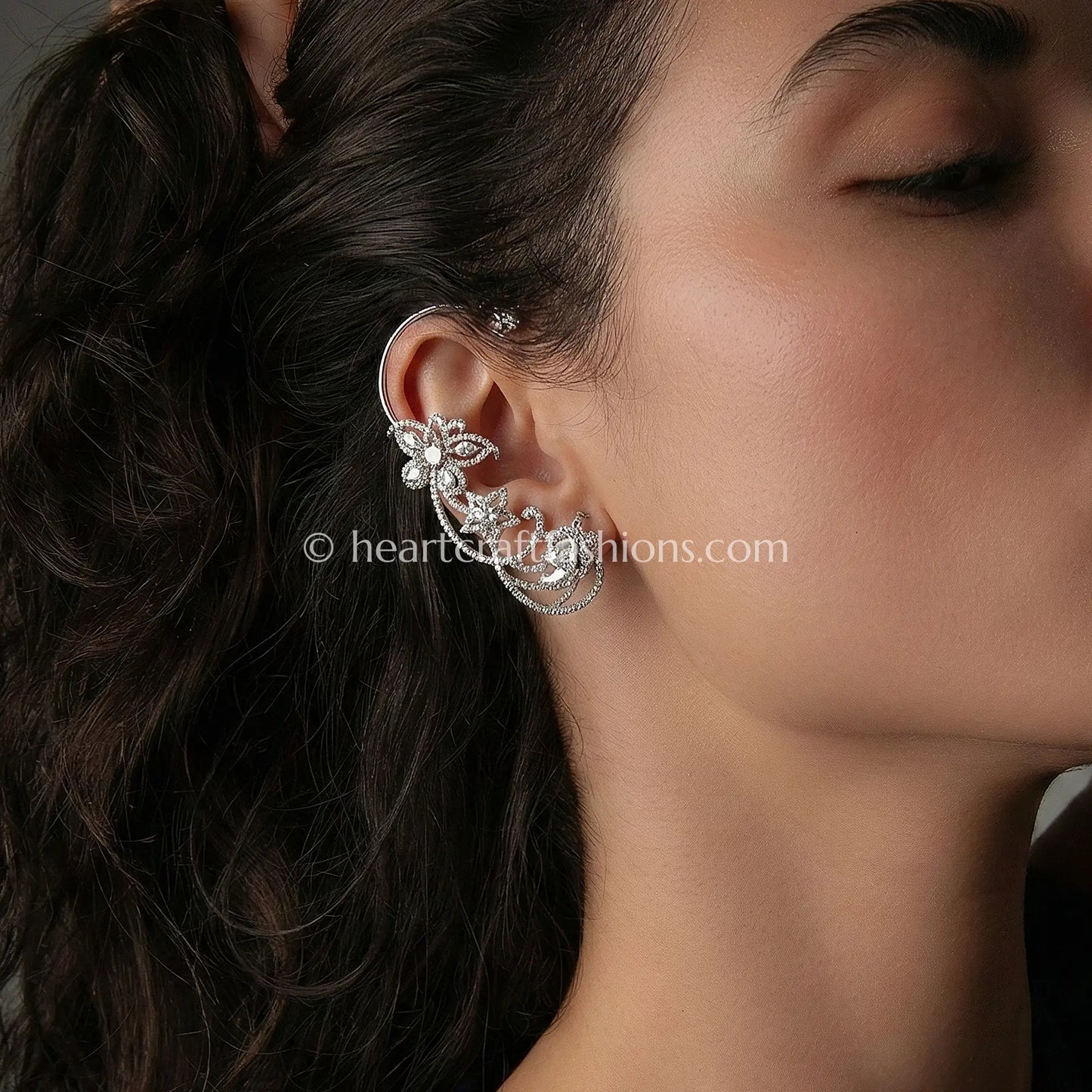 Celestial Vine Zircon Ear Cuff – Crystal White