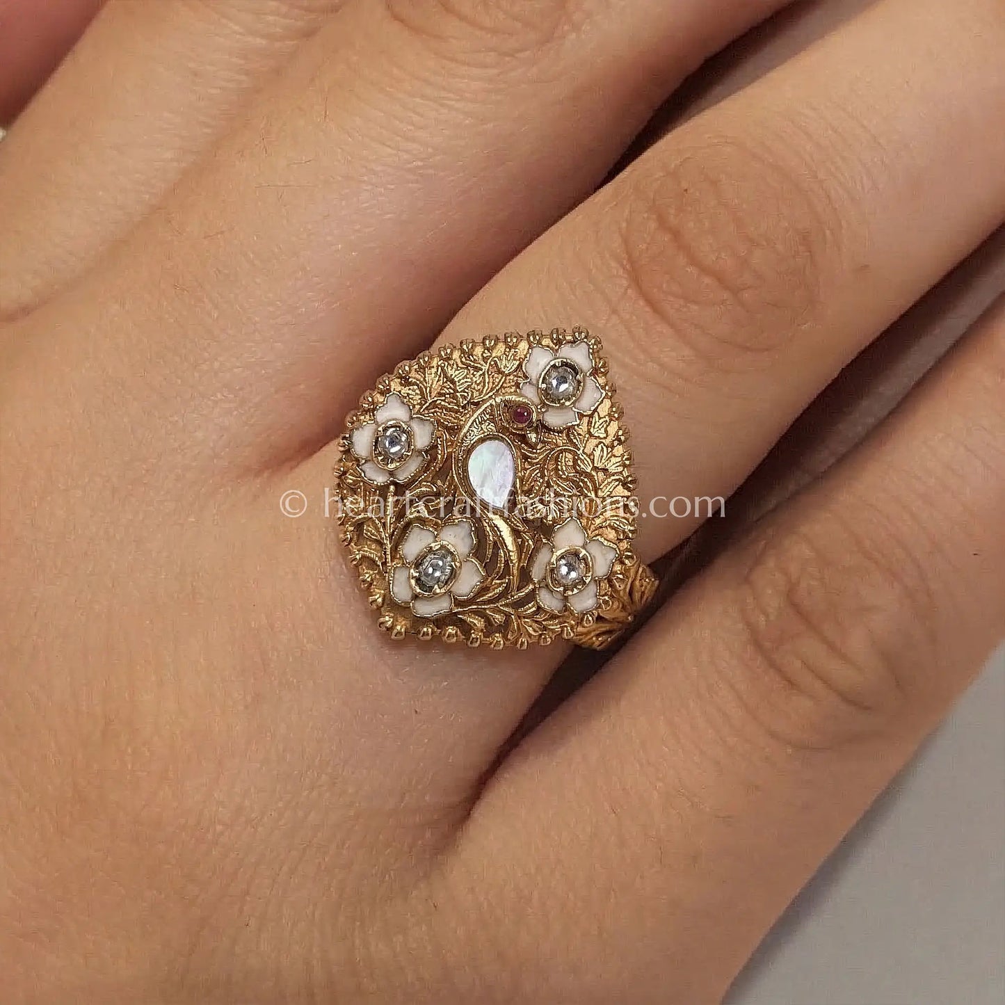 Chandbela Mother of Pearl Meenakari Ring