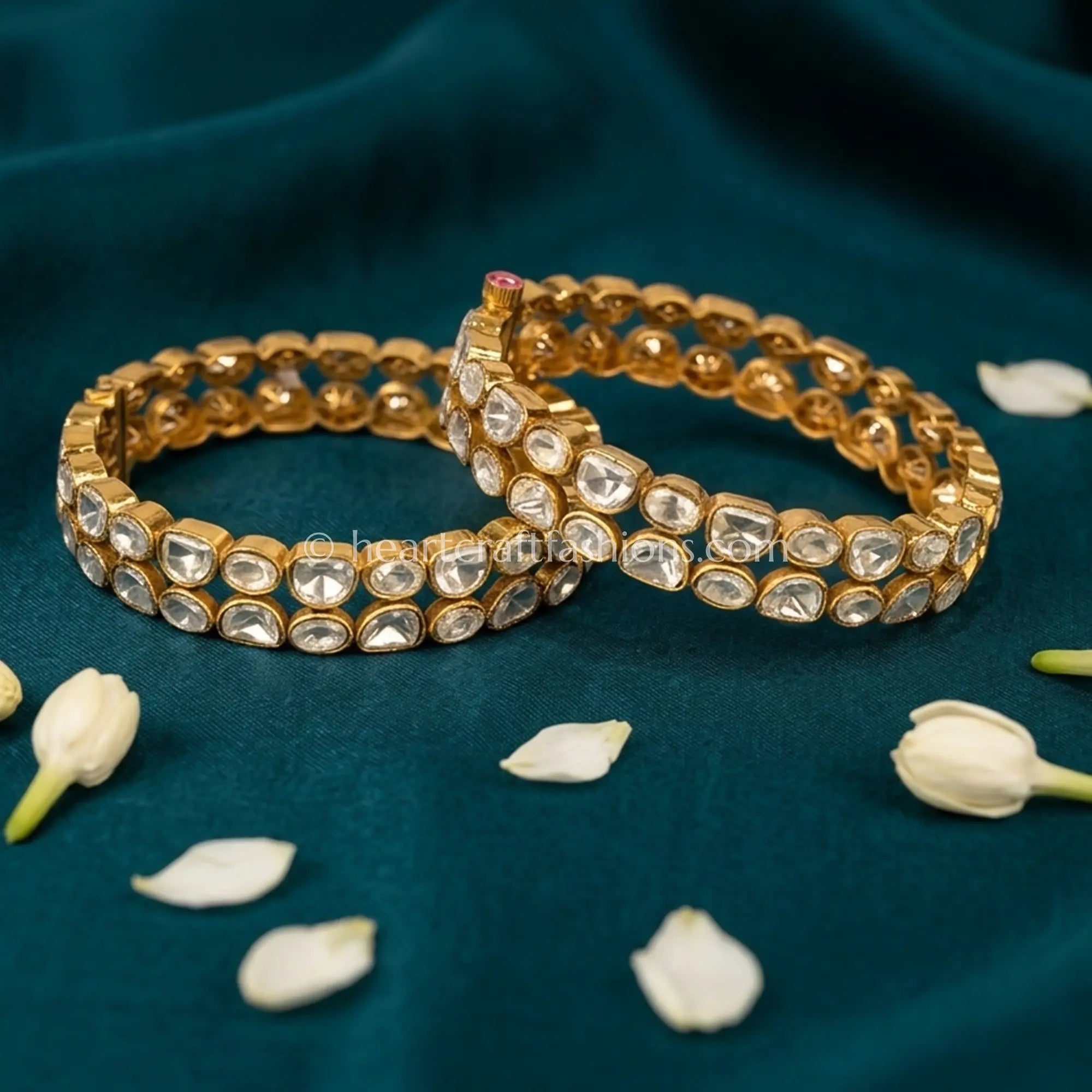 Classic Moissanite Polki Sleek Bangles