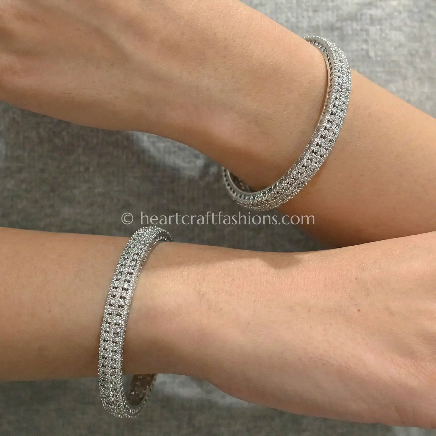 Classic Sparkle Zircon Non-Openable Bangles (Set of 2) Diamond white