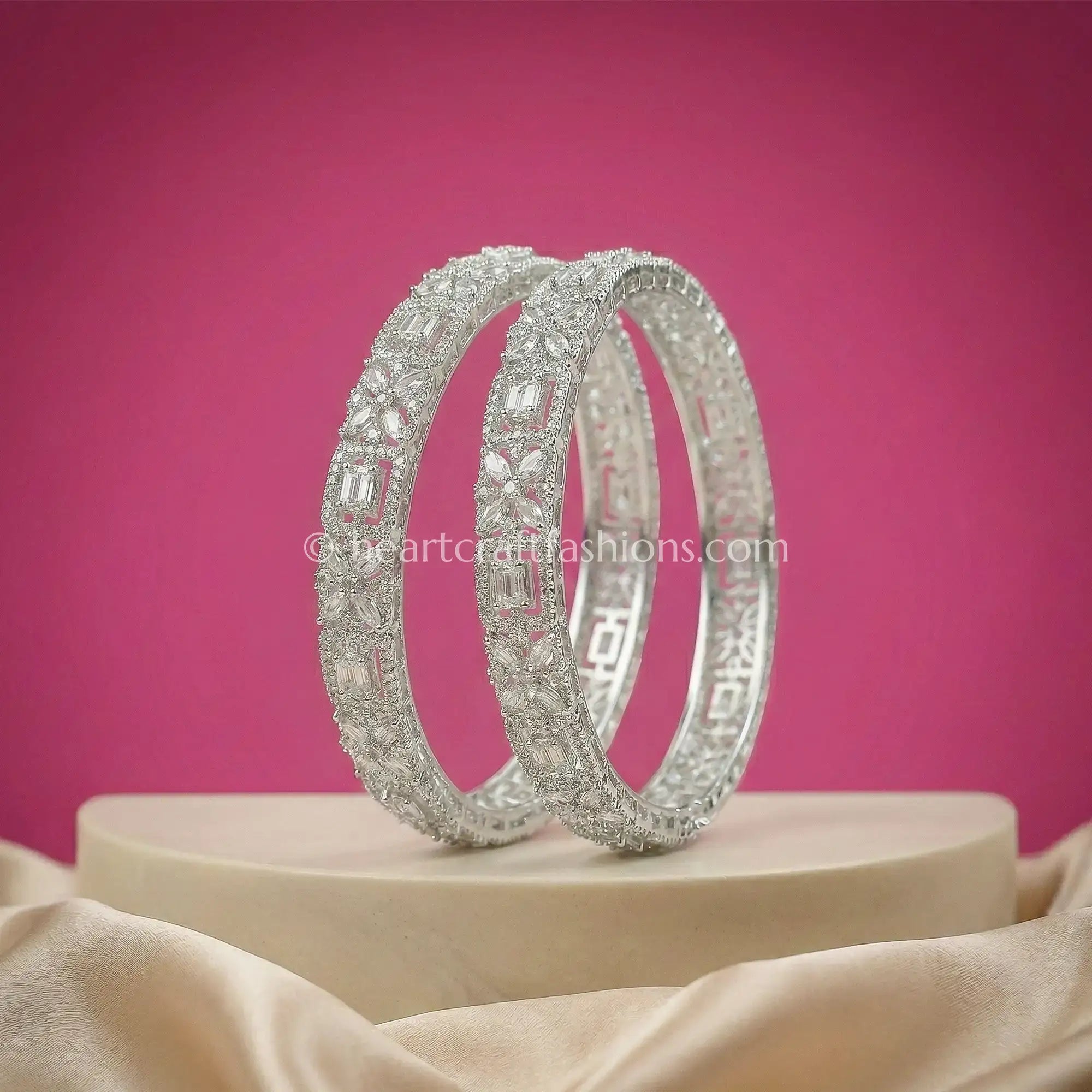 Diamond White Crystal Sparkle Openable Kada