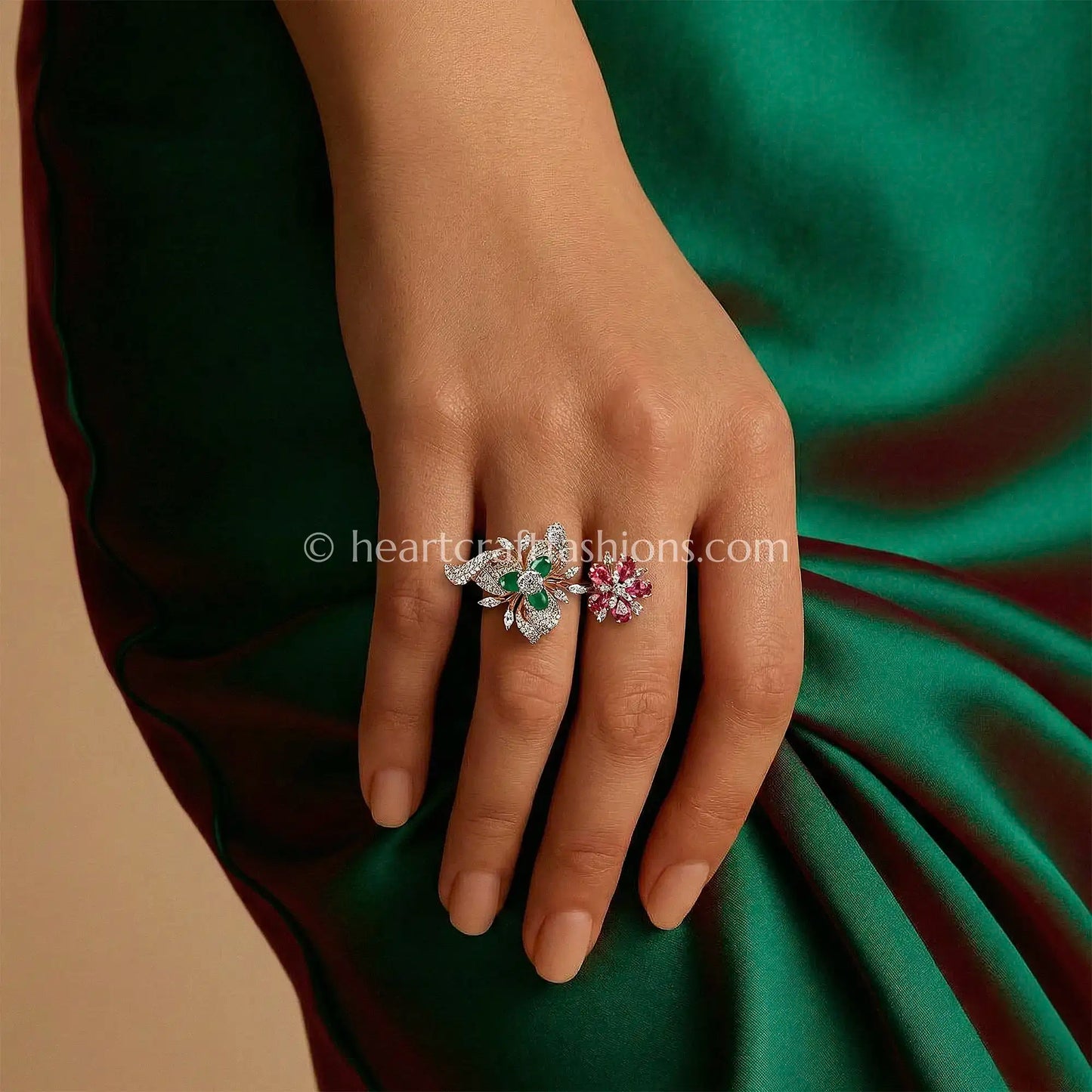 Dual Bloom Garden Statement Ring