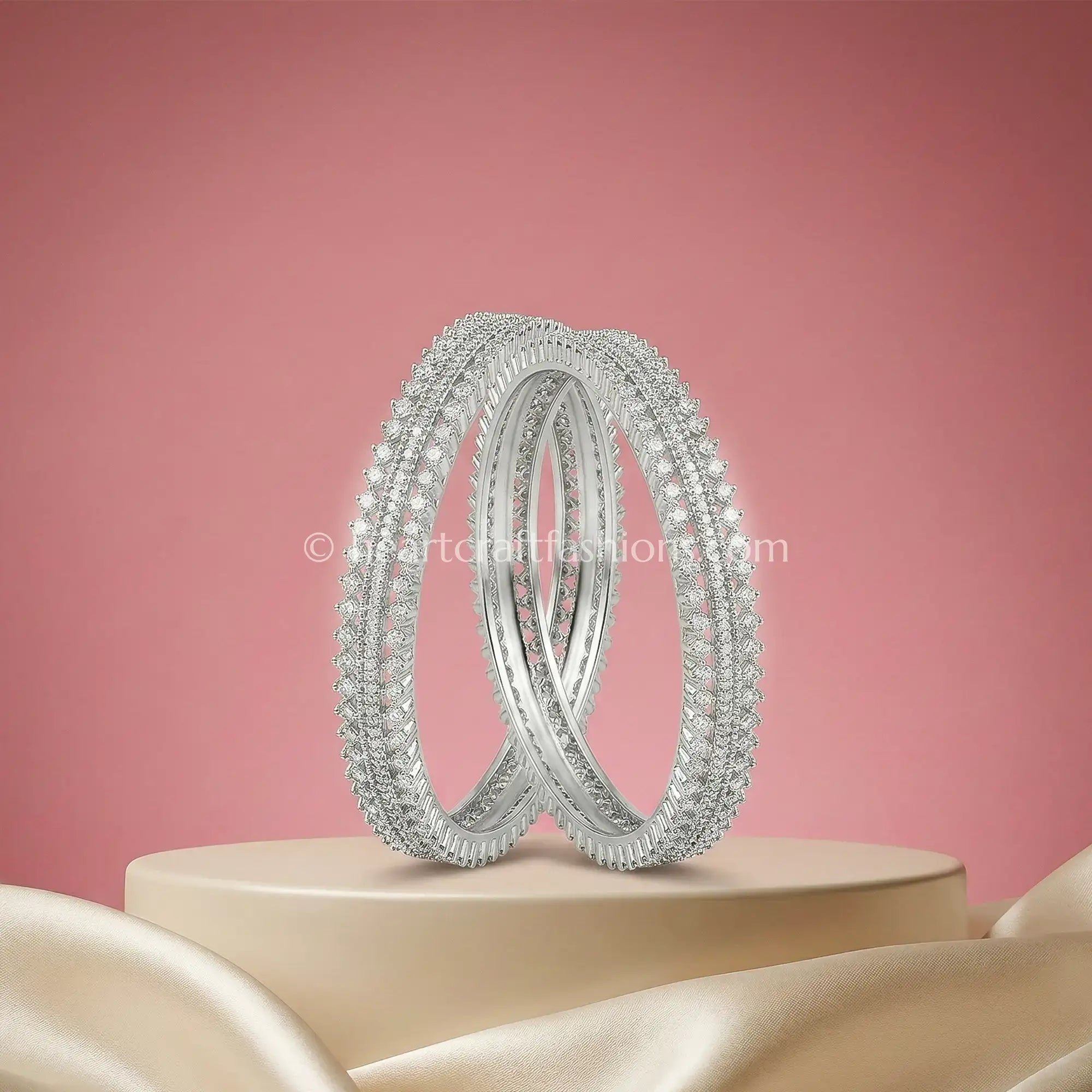 Elegant Twinkle Zircon Non-Openable Bangles (Set of 2)