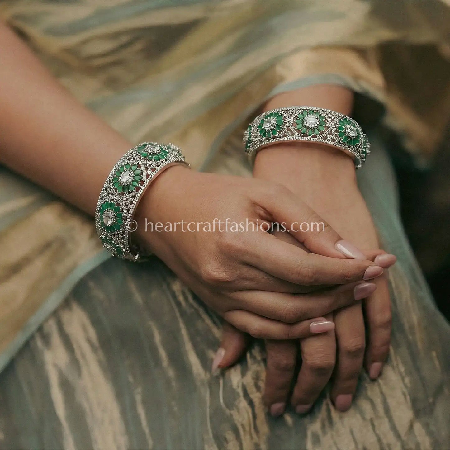 Emerald Bloom Openable Zircon Bangle