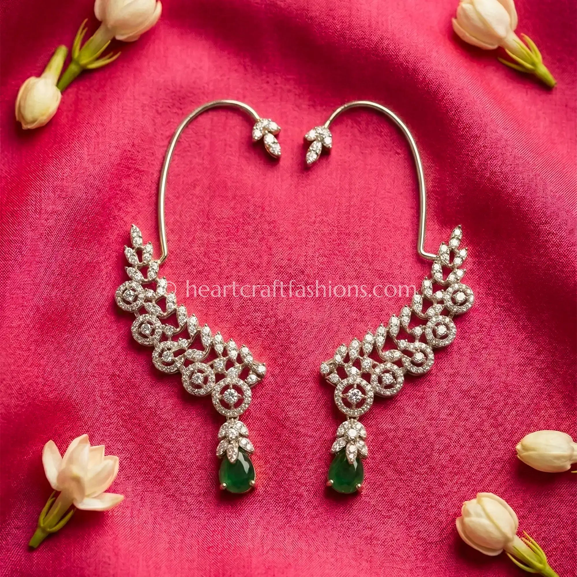 Emerald Green Drop Zircon Swirl Ear Cuff