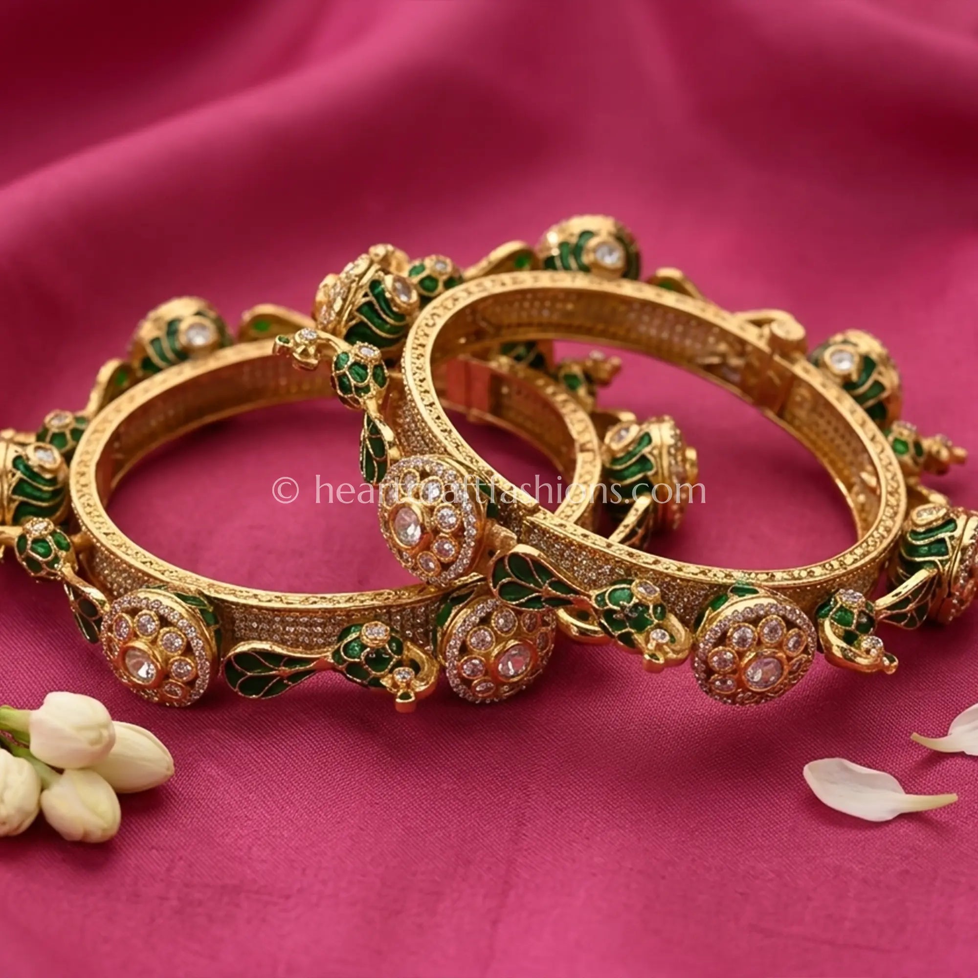 Emerald Heritage Kundan Bangles