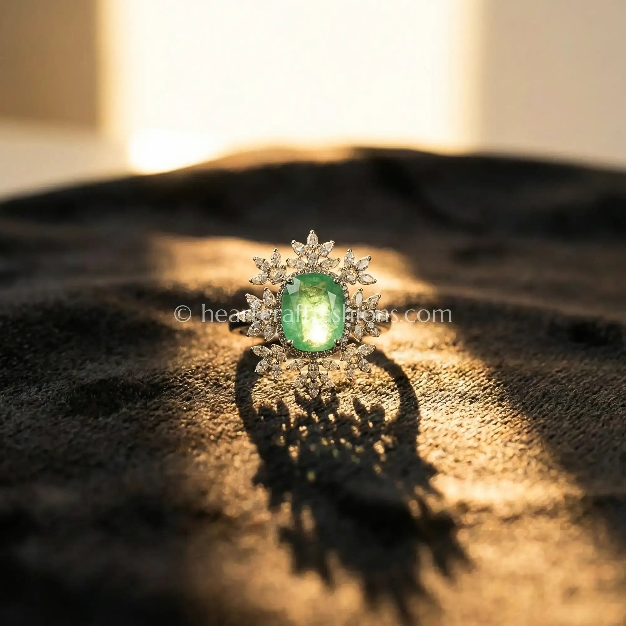 Emerald Radiance Halo Ring