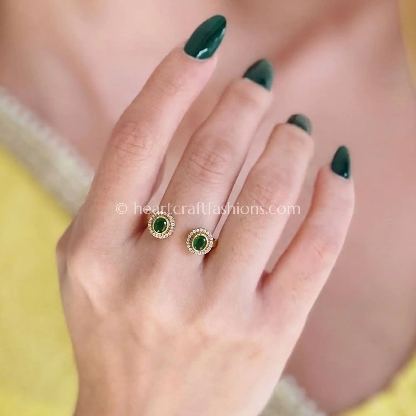 Emerald Radiance Moissanite Adjustable Ring
