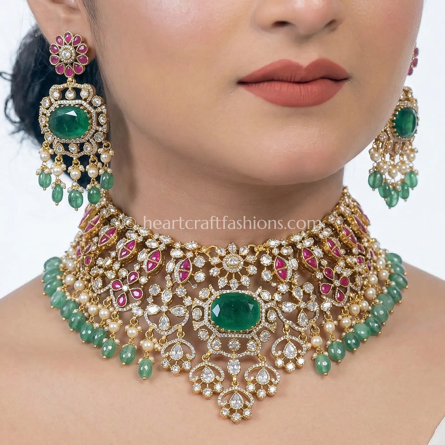 Emerald Radiance Moissanite Doublet Statement Set