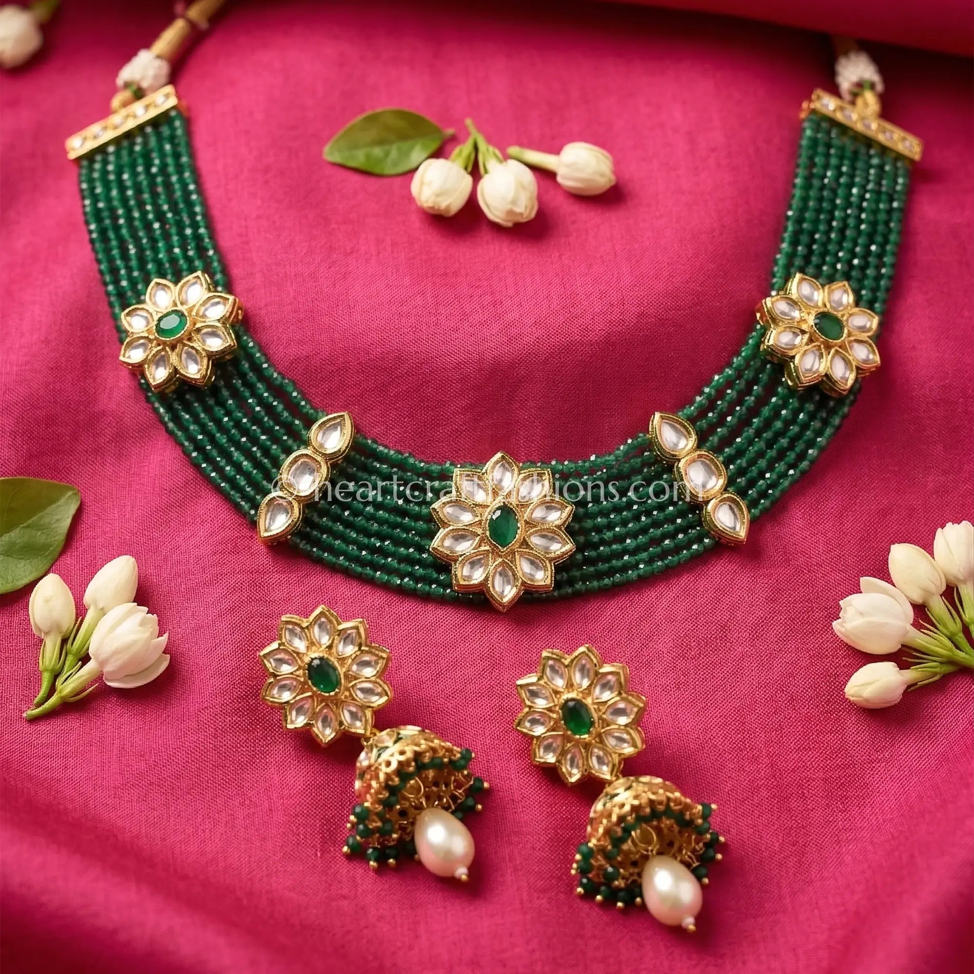 Emerald Veena Bandhai AC Kundan Choker Set