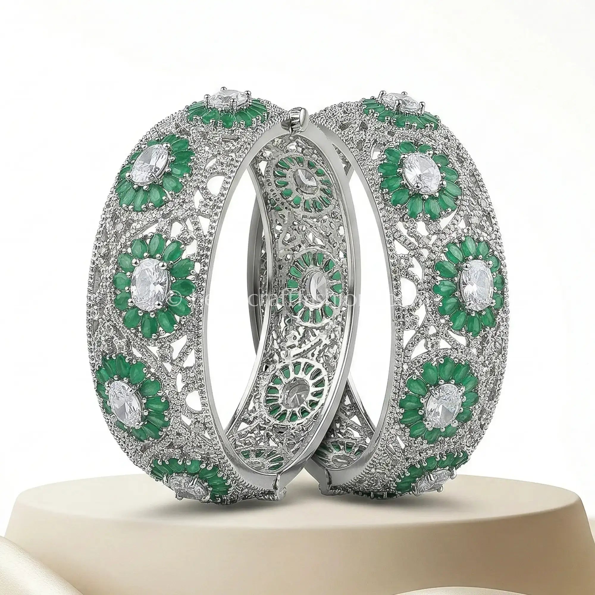 Emerald Bloom Openable Zircon Bangle
