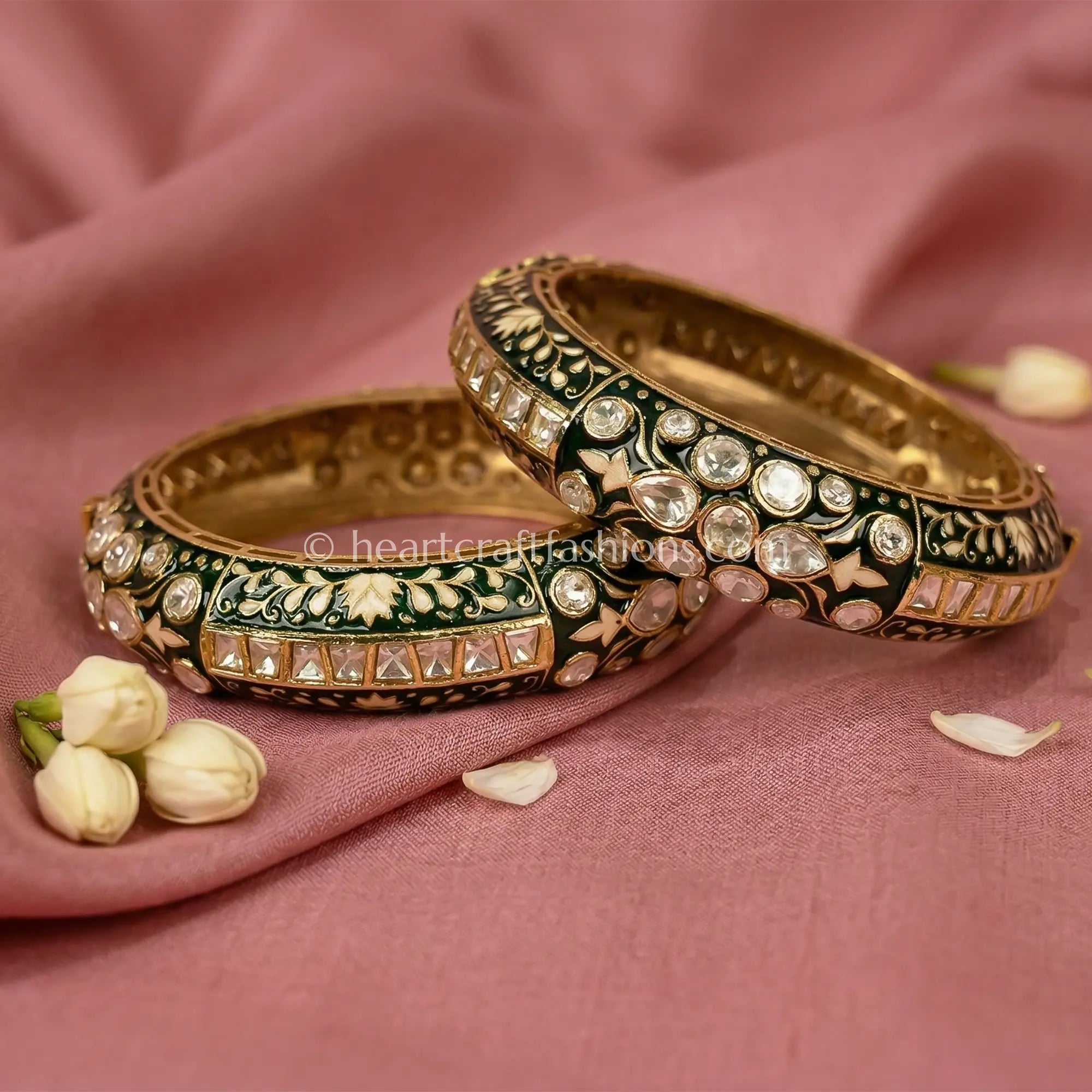 Green Meenakari Sunehri Kundan Patla