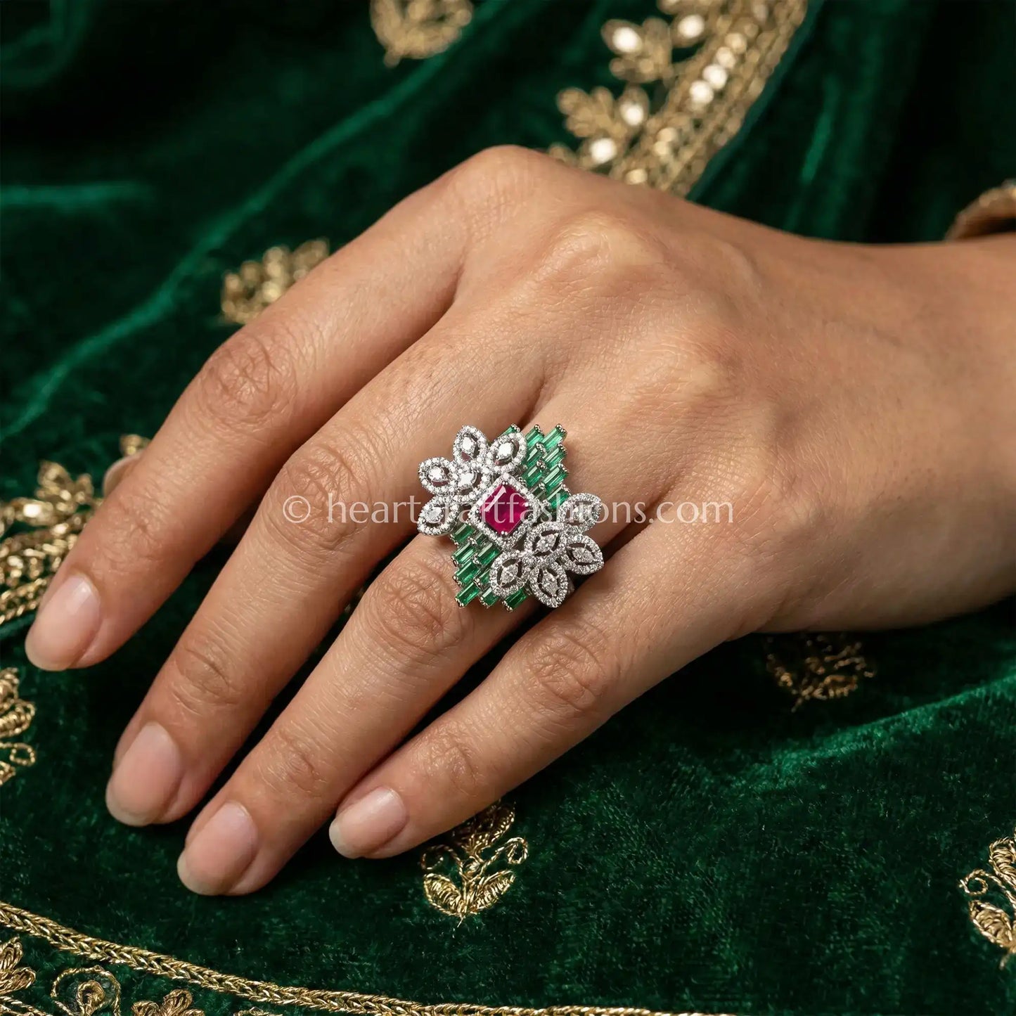Gulnaar Emerald Garden Statement Ring