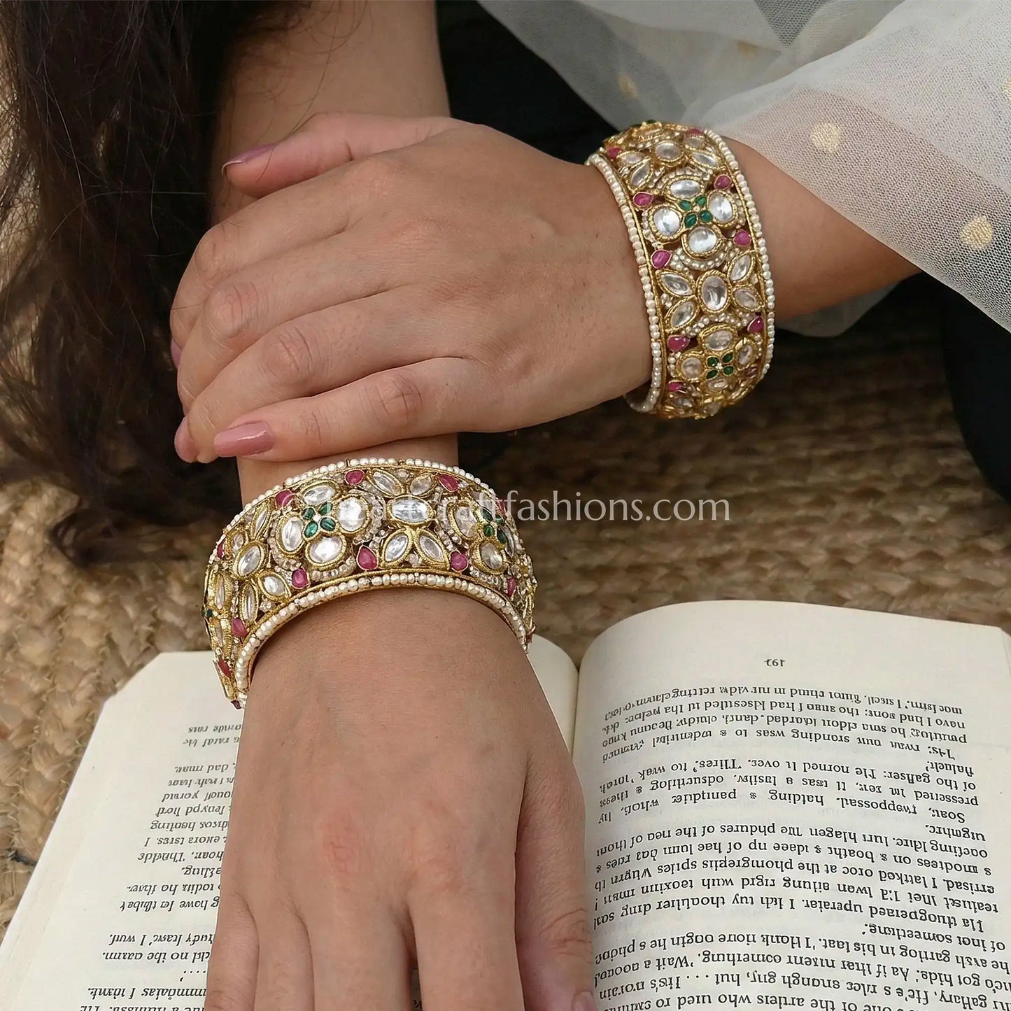 Gulnaar Floral Polki Bangles