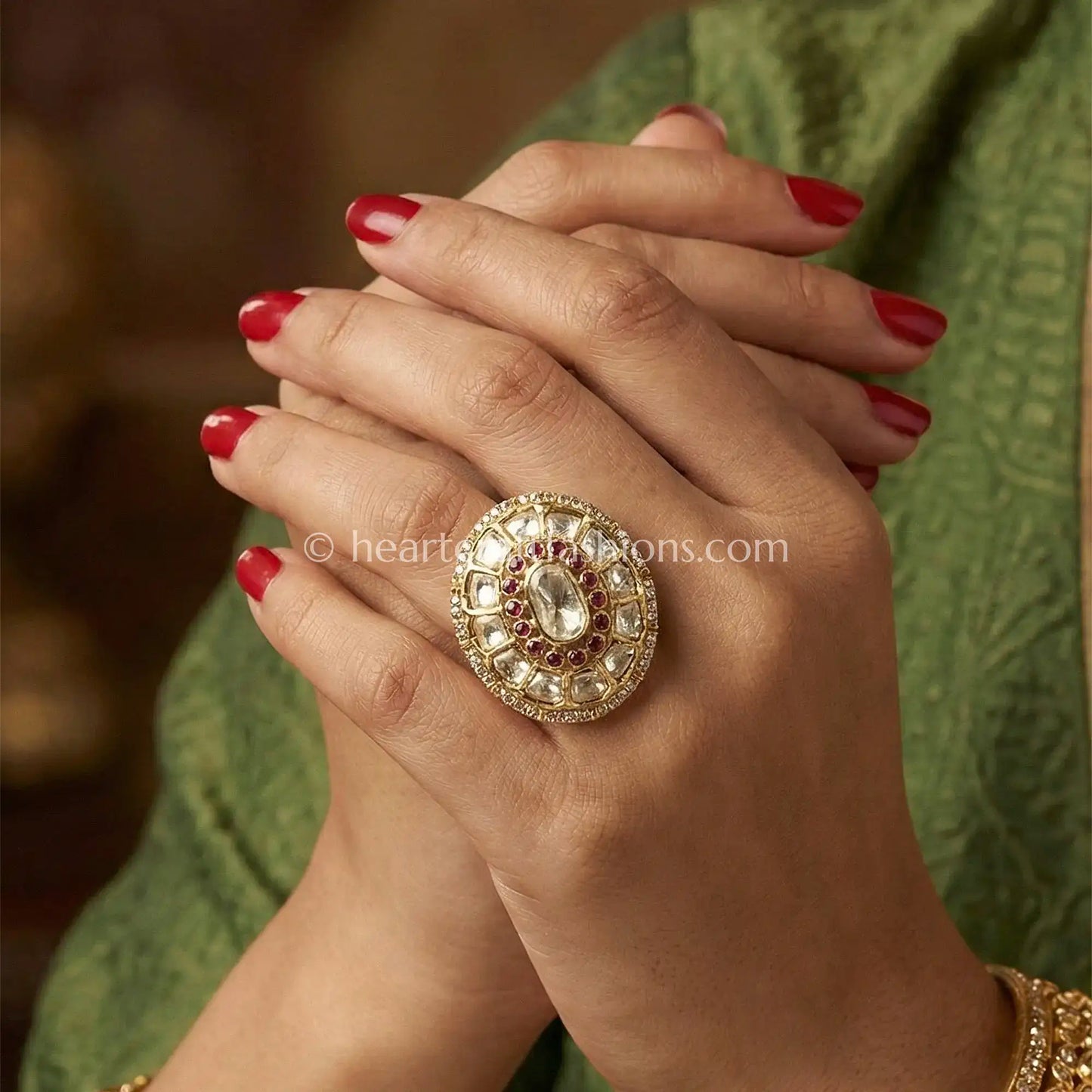 Gulnaar Moissanite Polki Ruby Ring