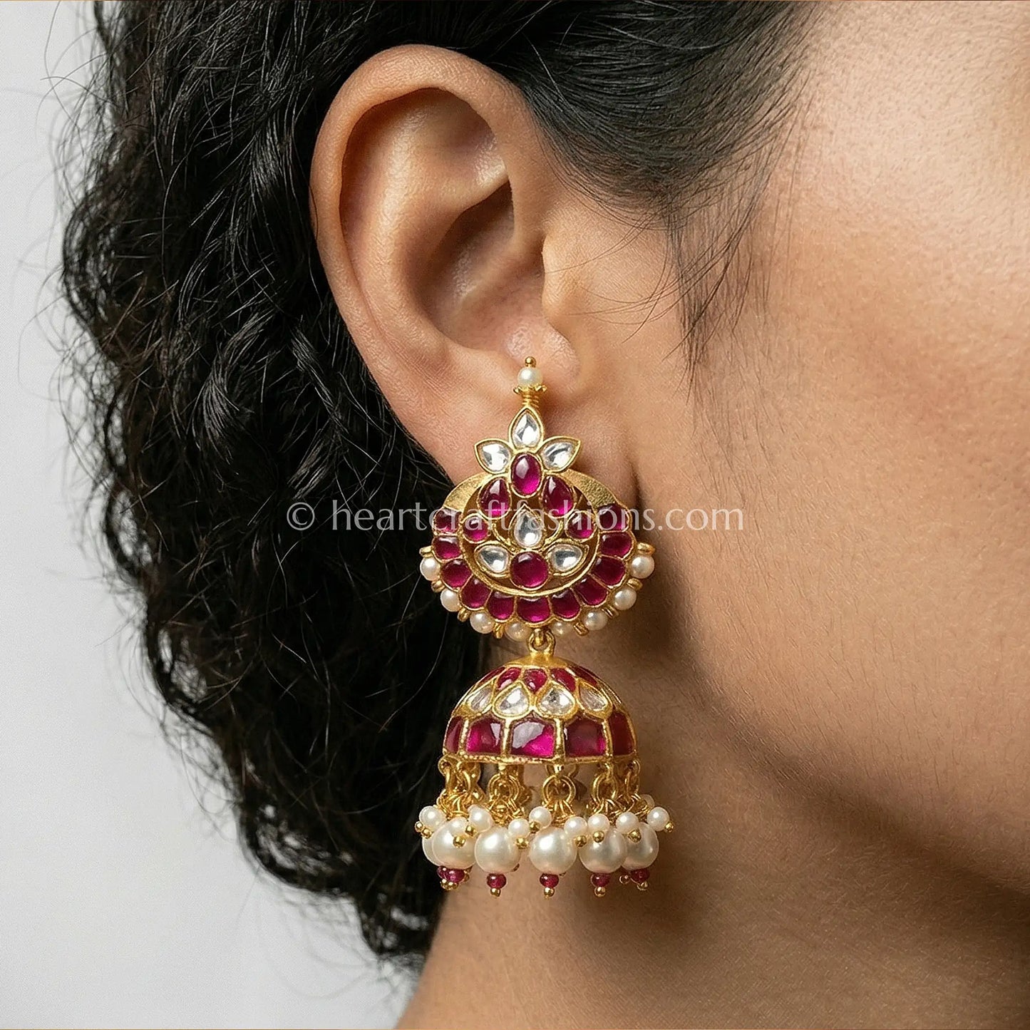 Gulnaar South Indian Jadau Kundan Jhumka Earrings