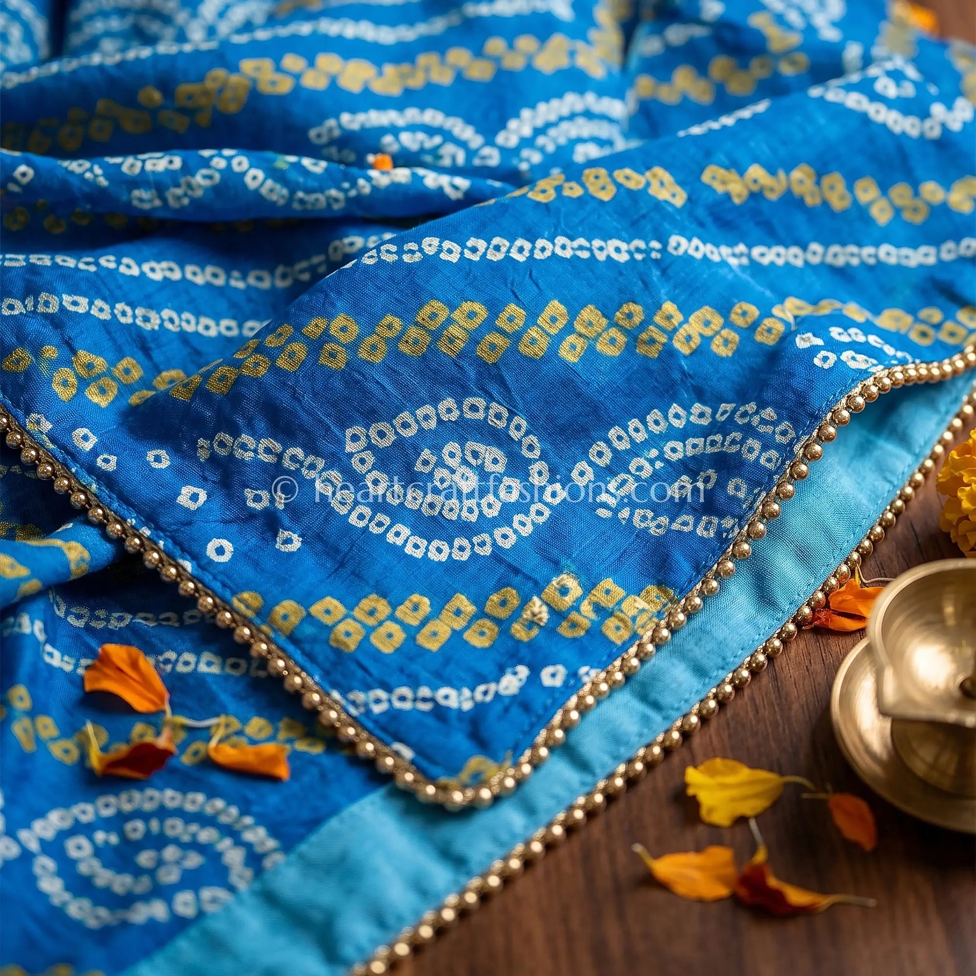 Handloom Sky Blue Chiffon Bandhej Dupatta