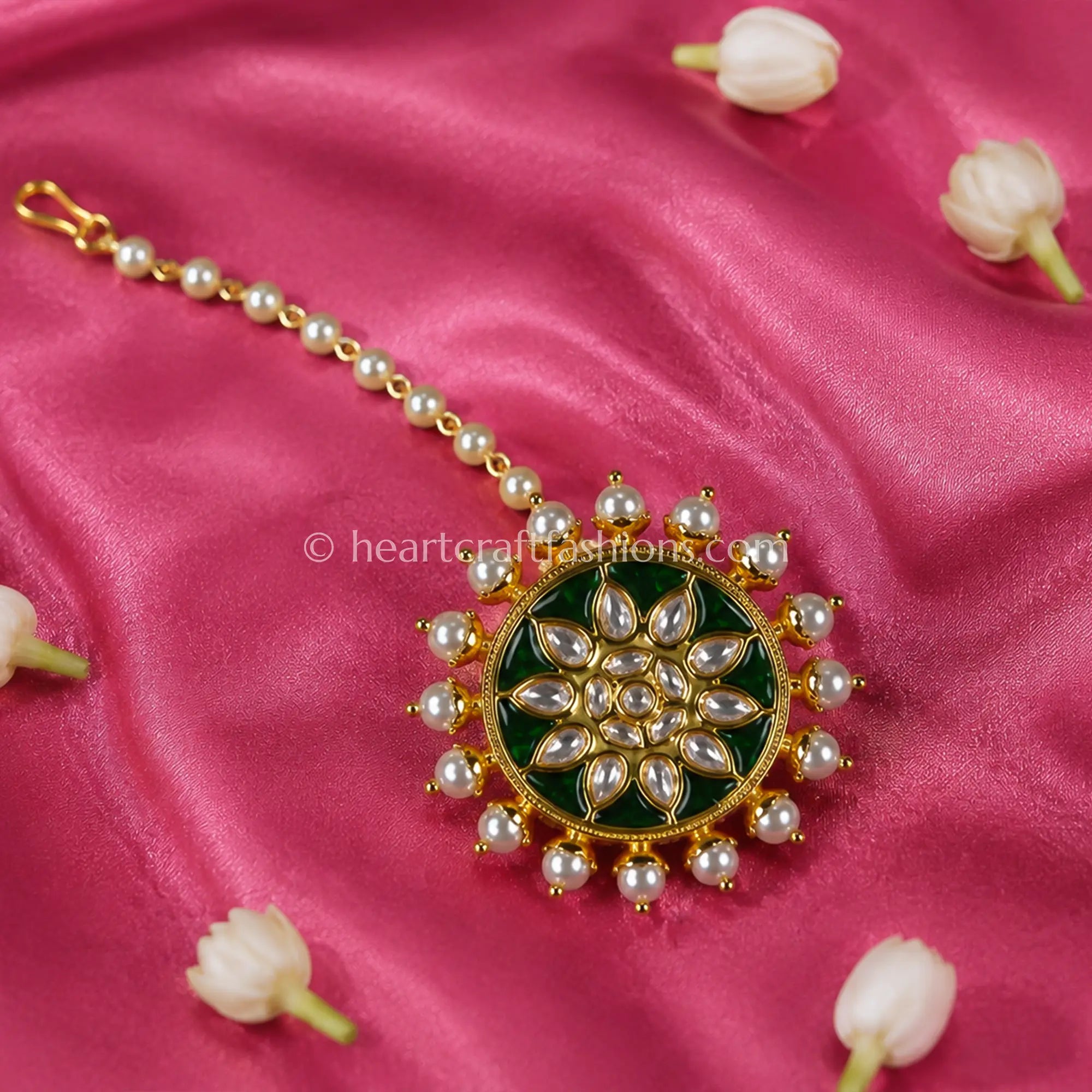 Heritage AC Emerald Flora Kundan & Pearl Borla