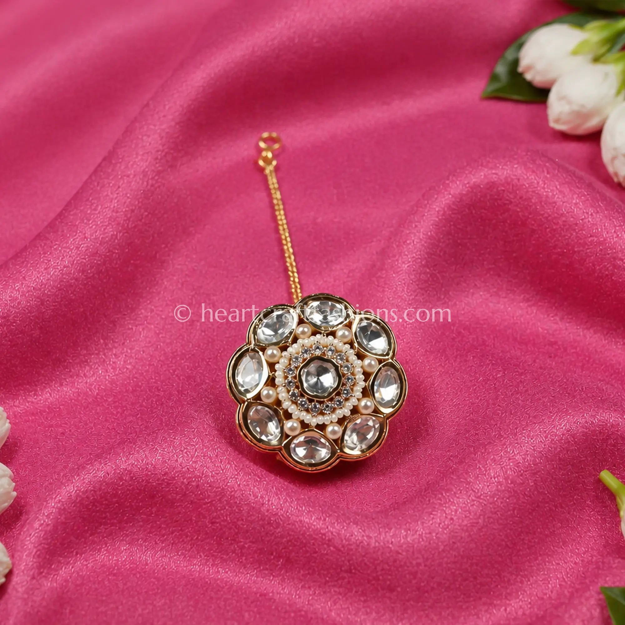Heritage Floral Petal Kundan & Pearl Borla