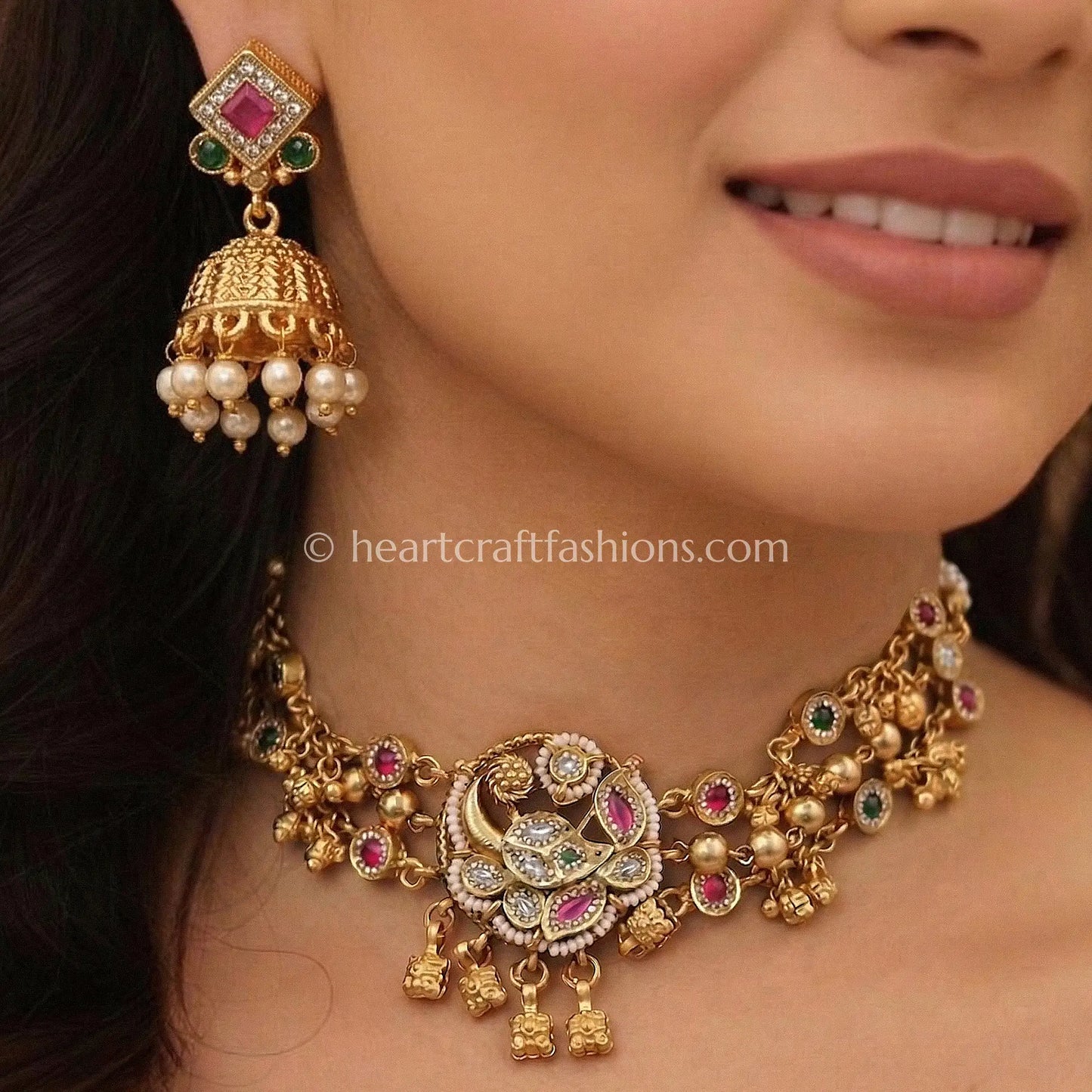 Heritage Pachi Kundan Floral Choker Set