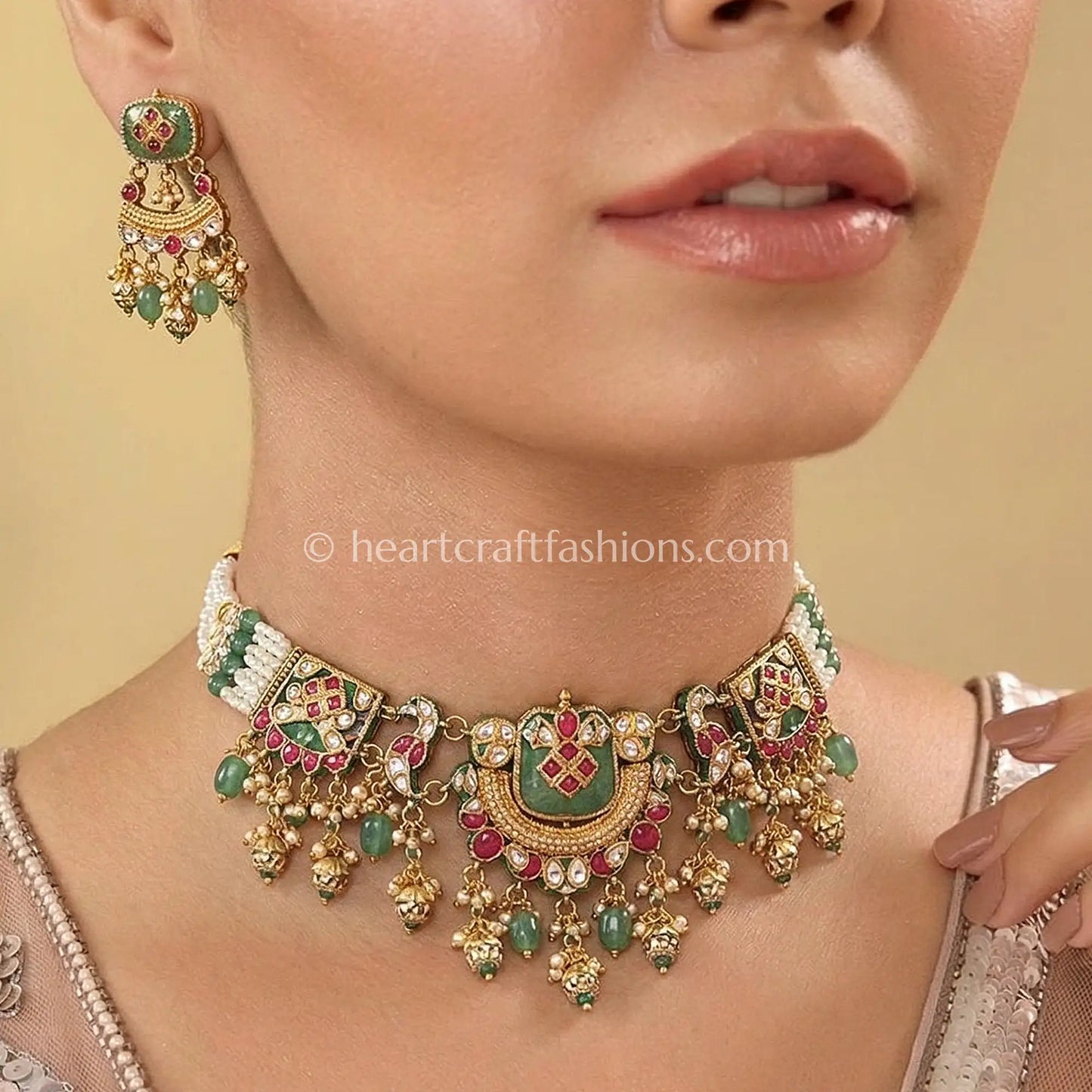 Heritage Pachi Meenakari Kundan Choker Set