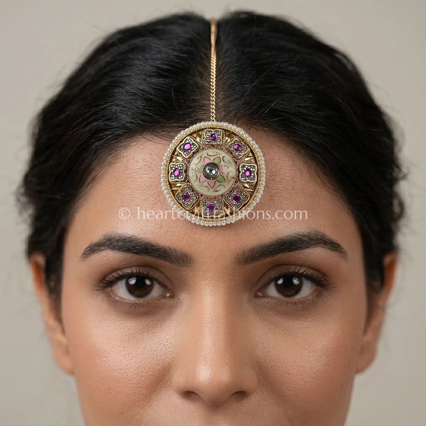 Heritage Pastel Meenakari & Ruby Cluster Borla