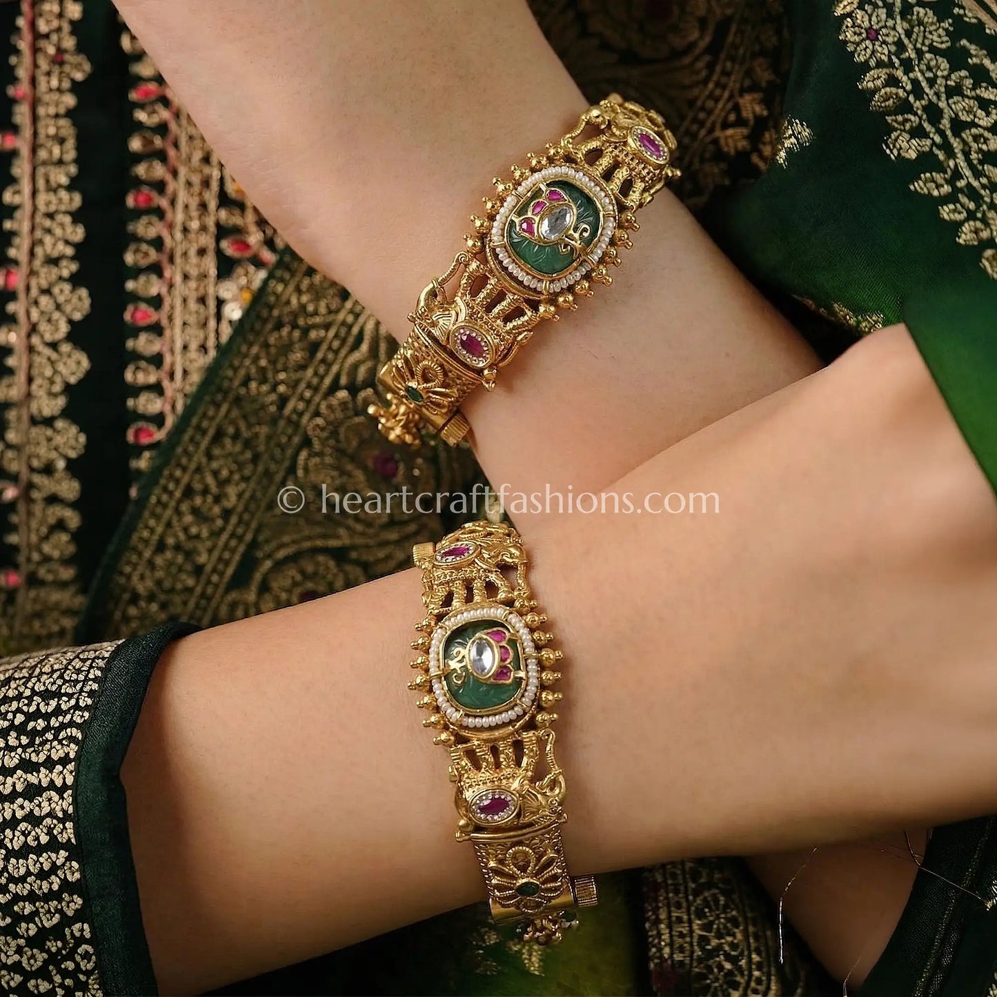 Heritage Emerald Ruby Kundan Charm Patla