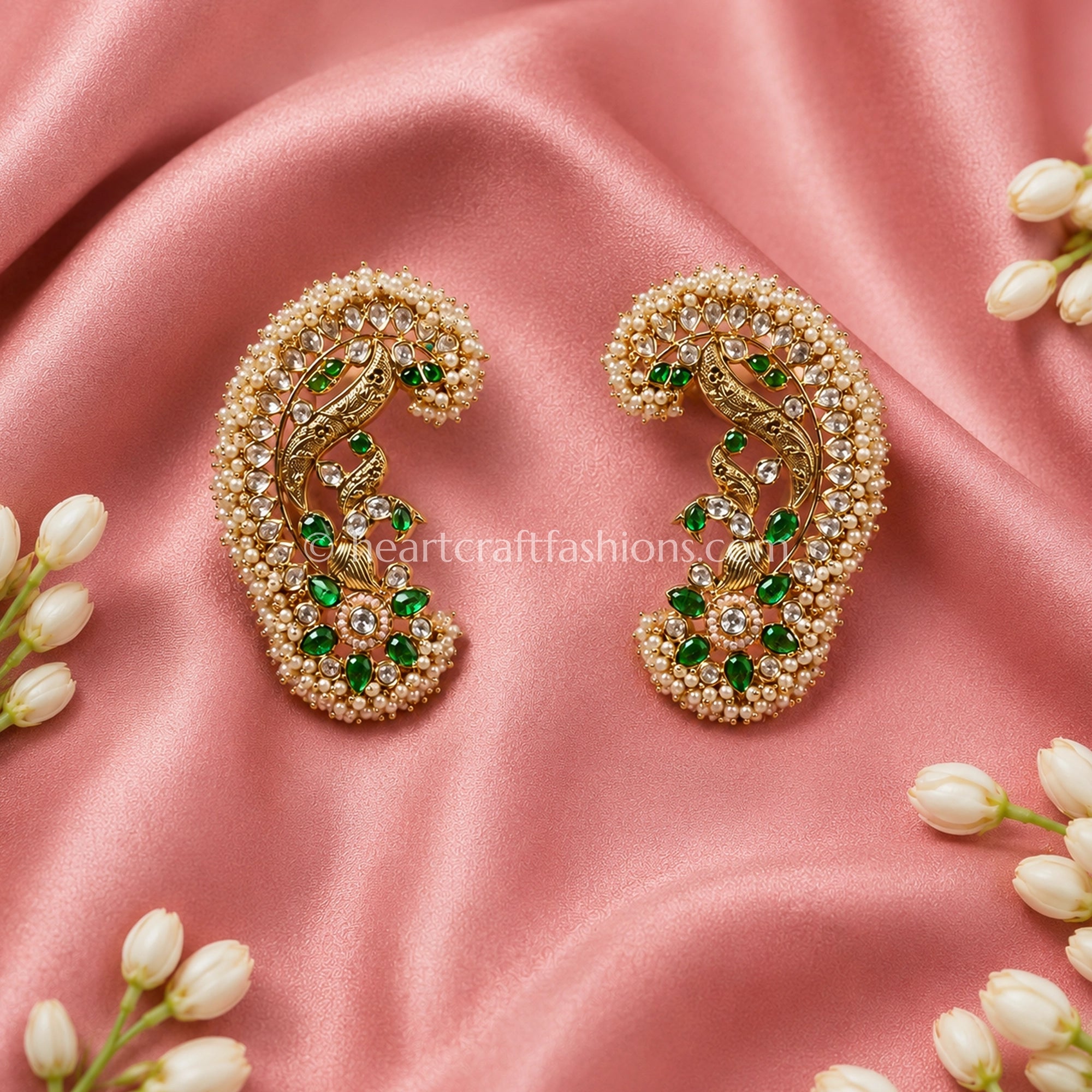 Heritage Jadau Peacock Ear Cuffs
