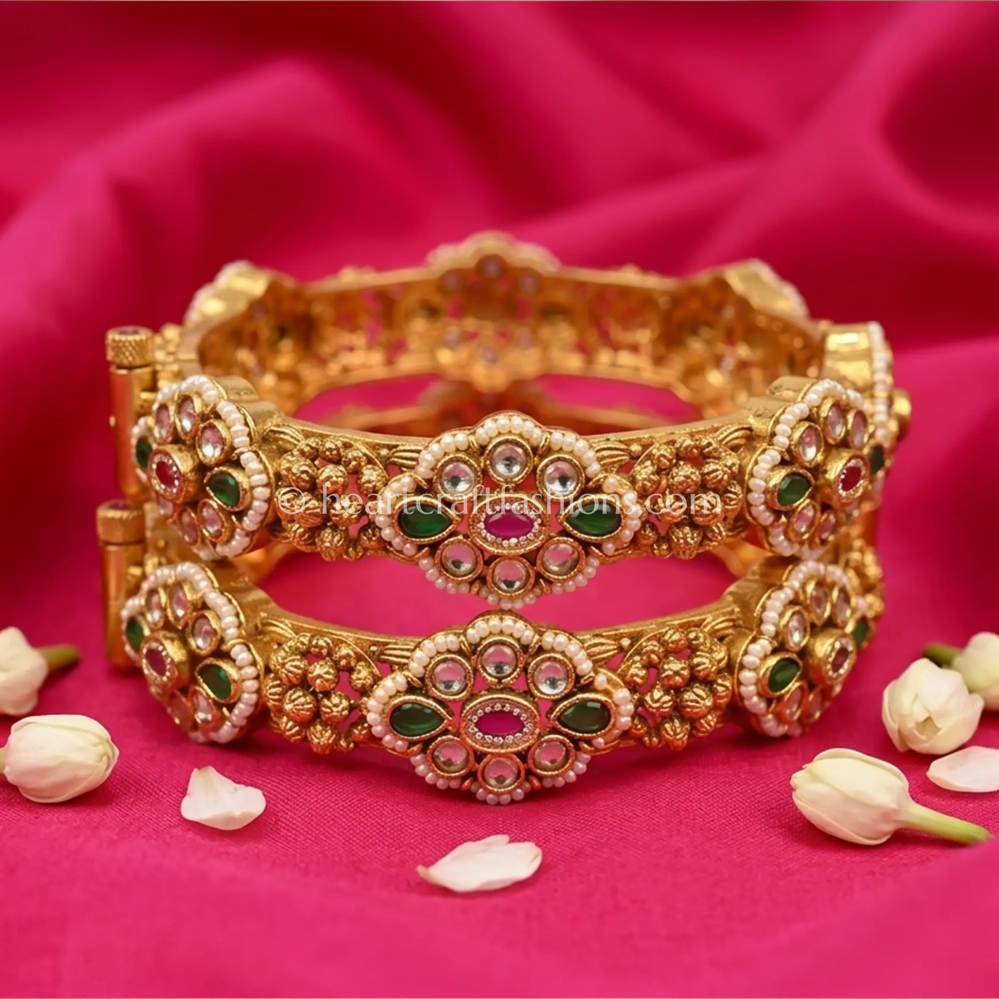 Heritage Ruby Emerald Kundan Sleek Patla