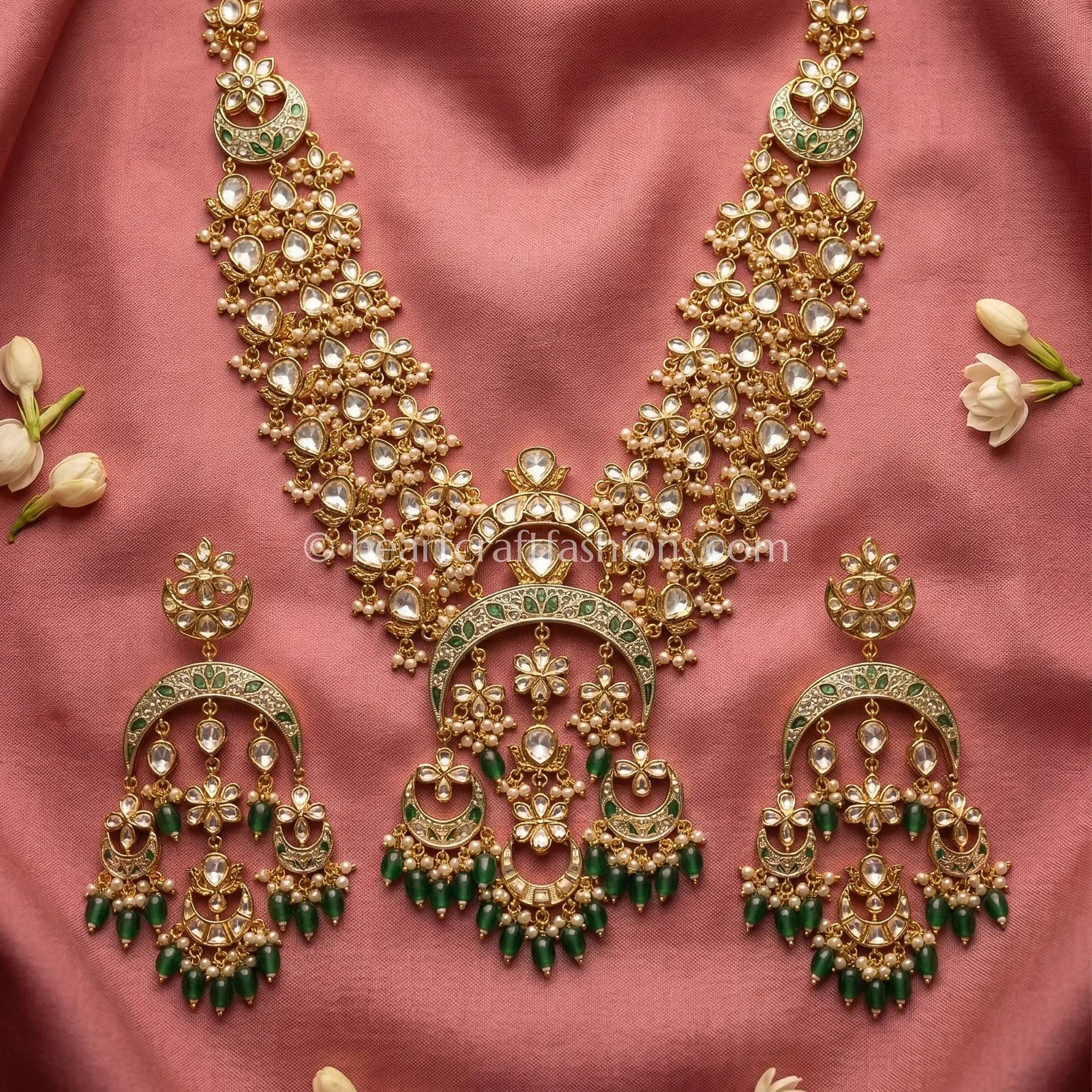Imperial Emerald Sunehri Kundan Statement Necklace