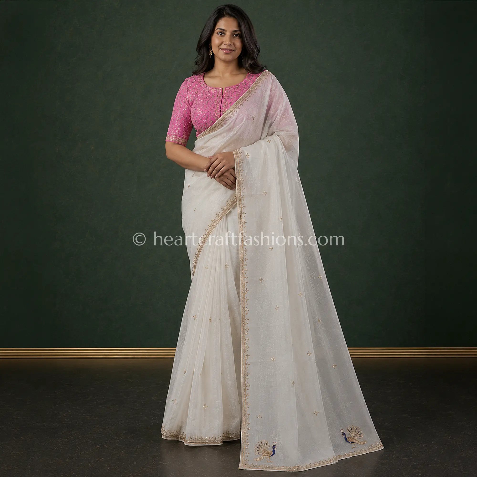 Ivory Elegance Organza Gota Patti Saree