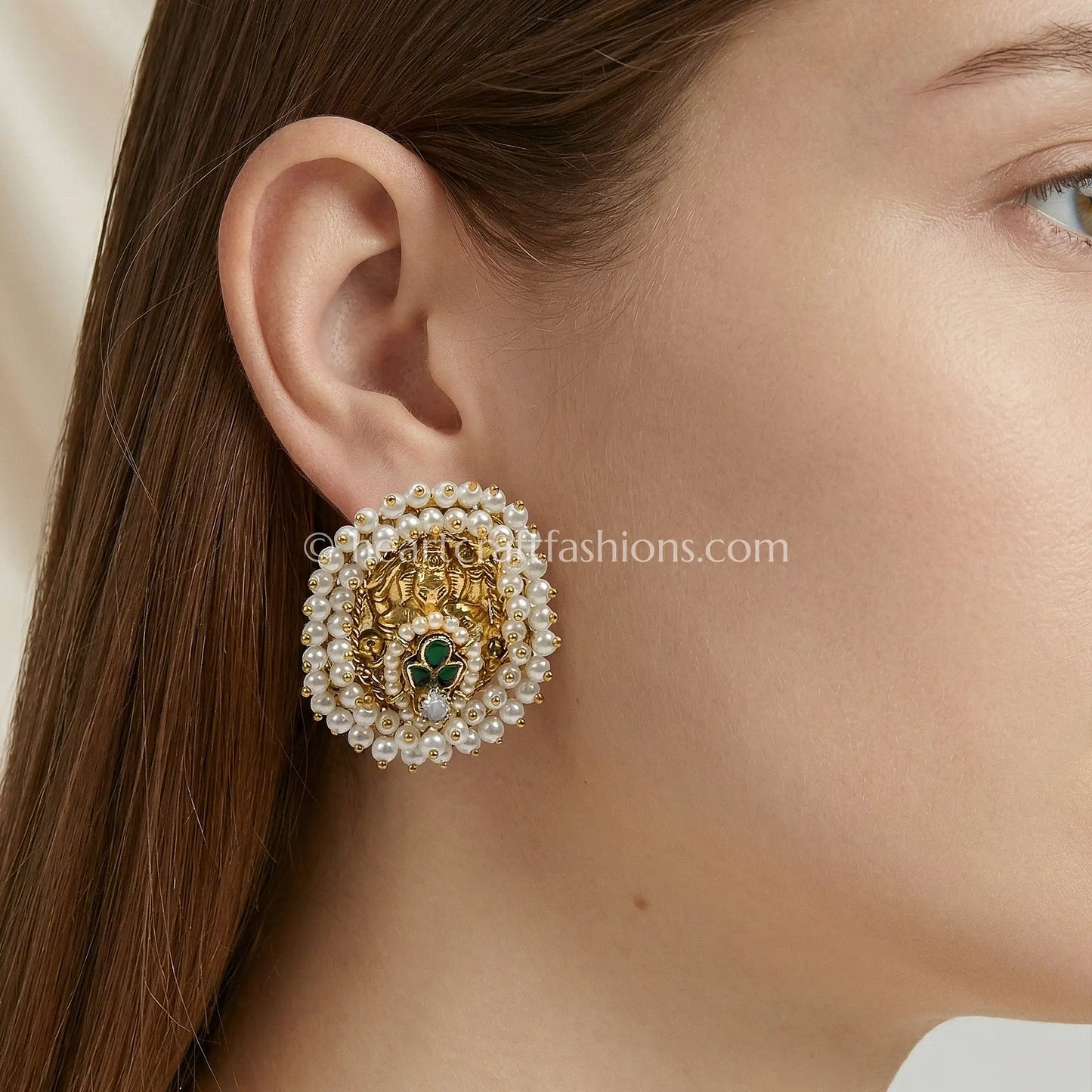 Maharani Emerald Heritage Pachi Studs