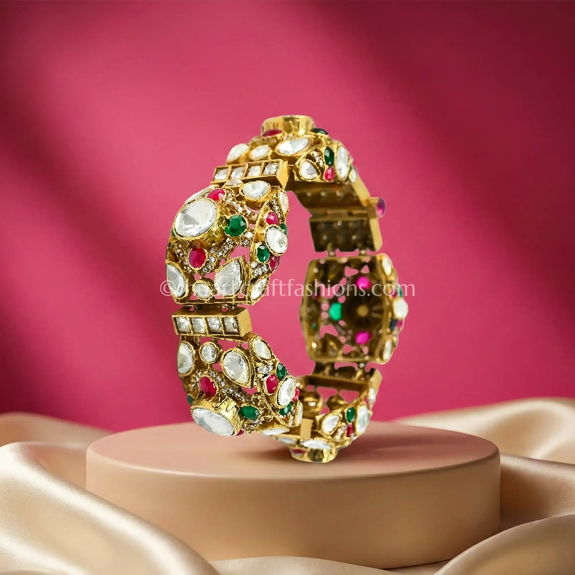 Maharani Royal Polki Statement Gajra Bracelet