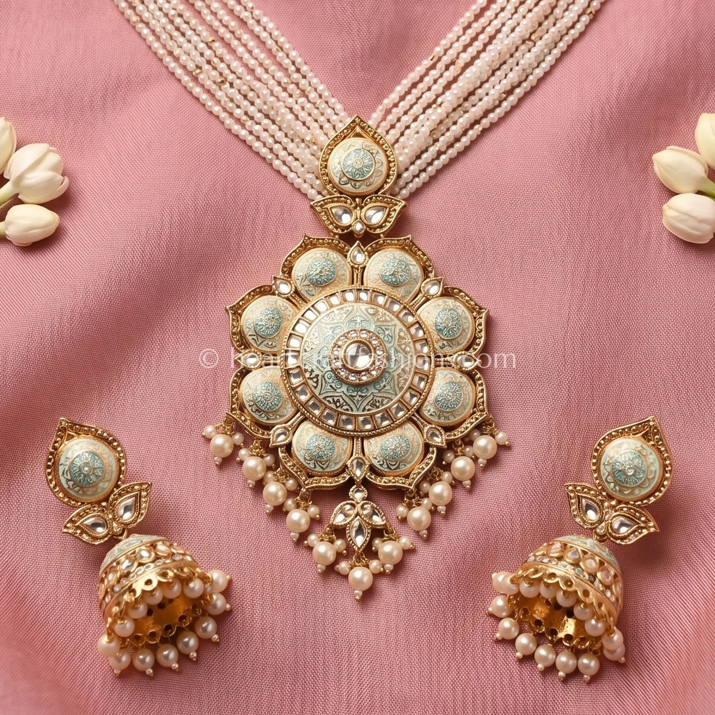 Mehrang Sunehri Kundan Meenakari Rani Haar Set