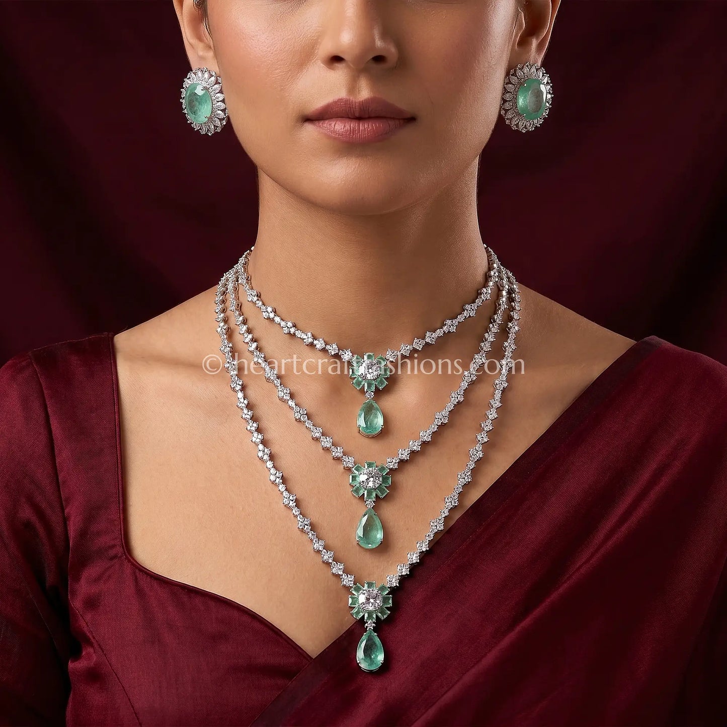 Mint Emerald 3-Tier Step Zircon Set