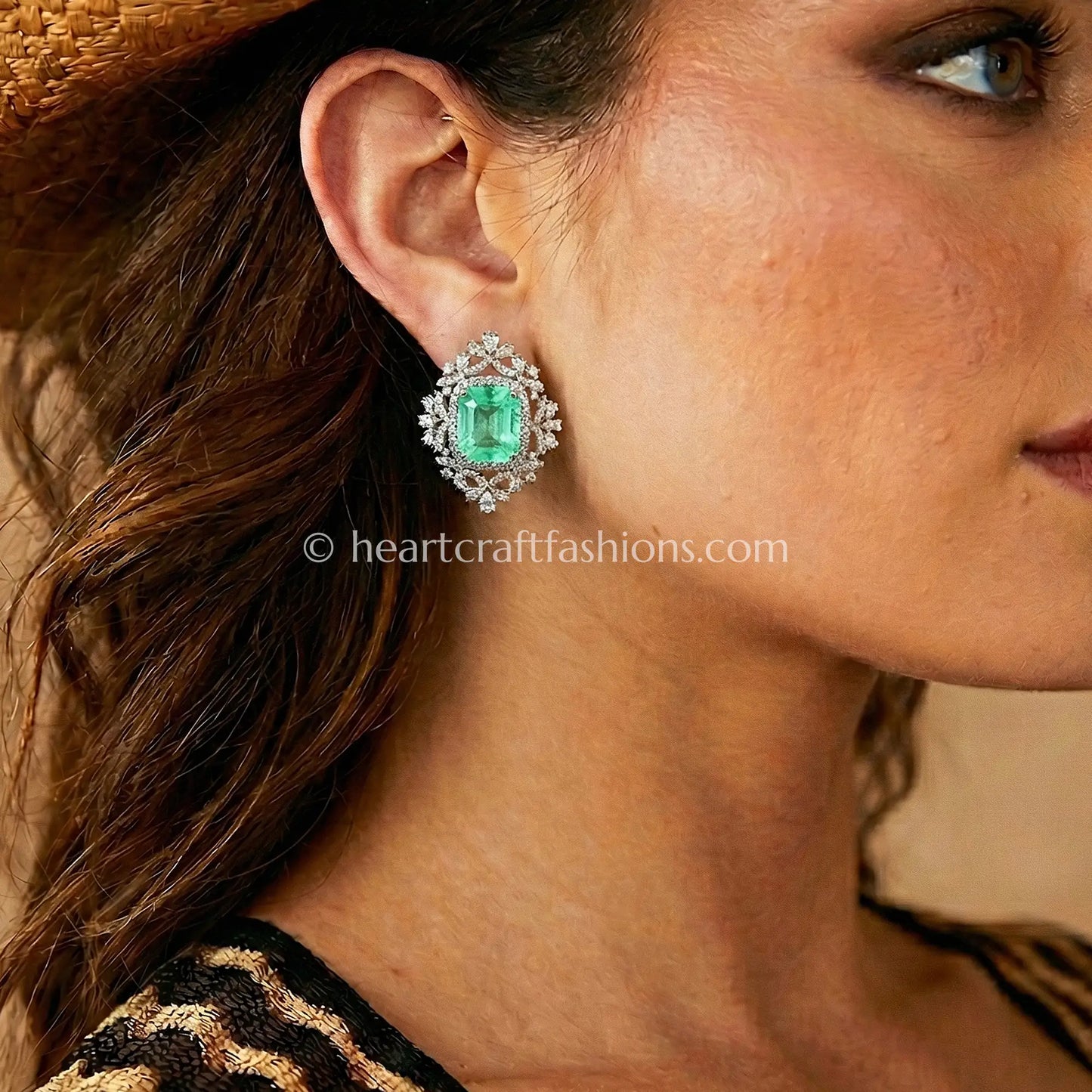 Mint Green Doublet Halo Stud Earrings