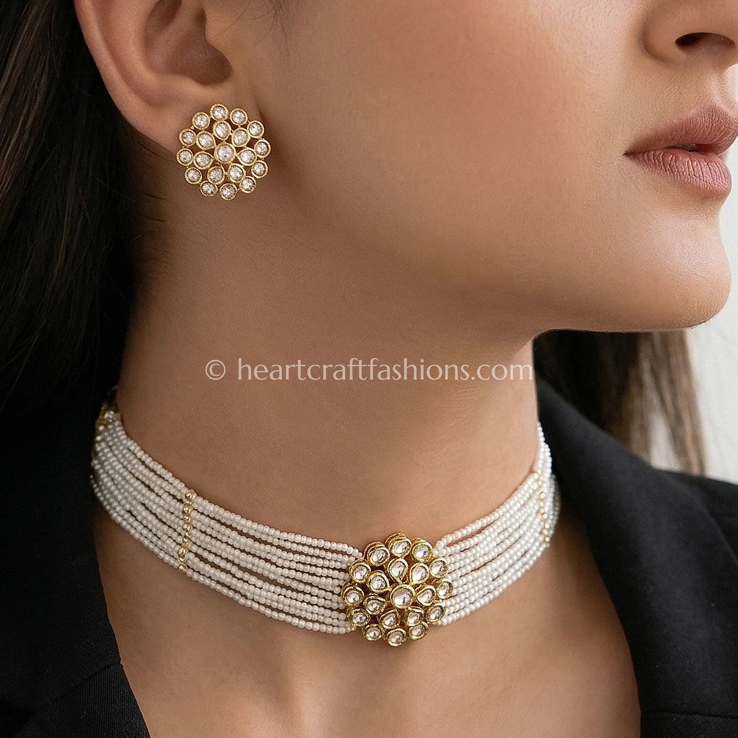 Moissanite Polki Phool choker set