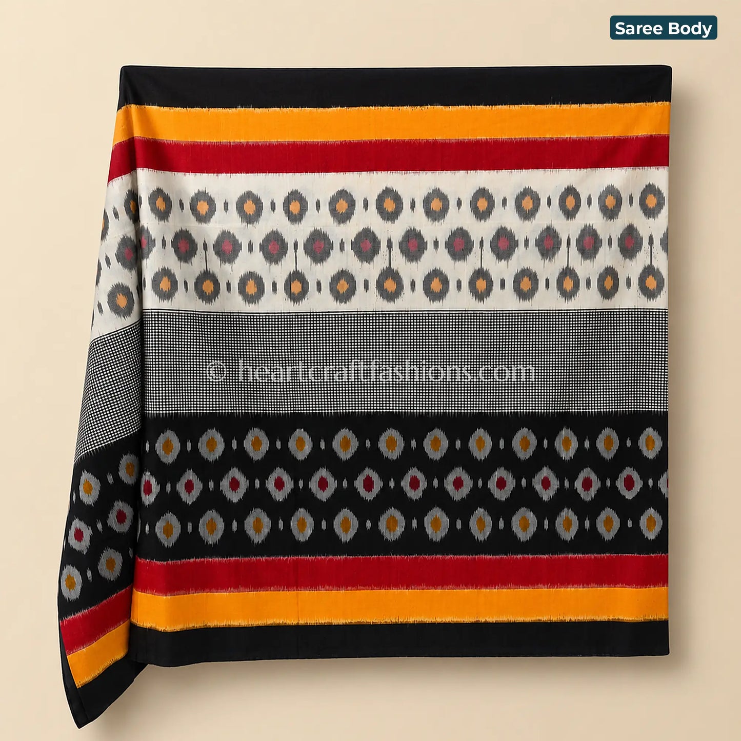 Multicolor Ikat Pattern Mercerized Cotton Saree