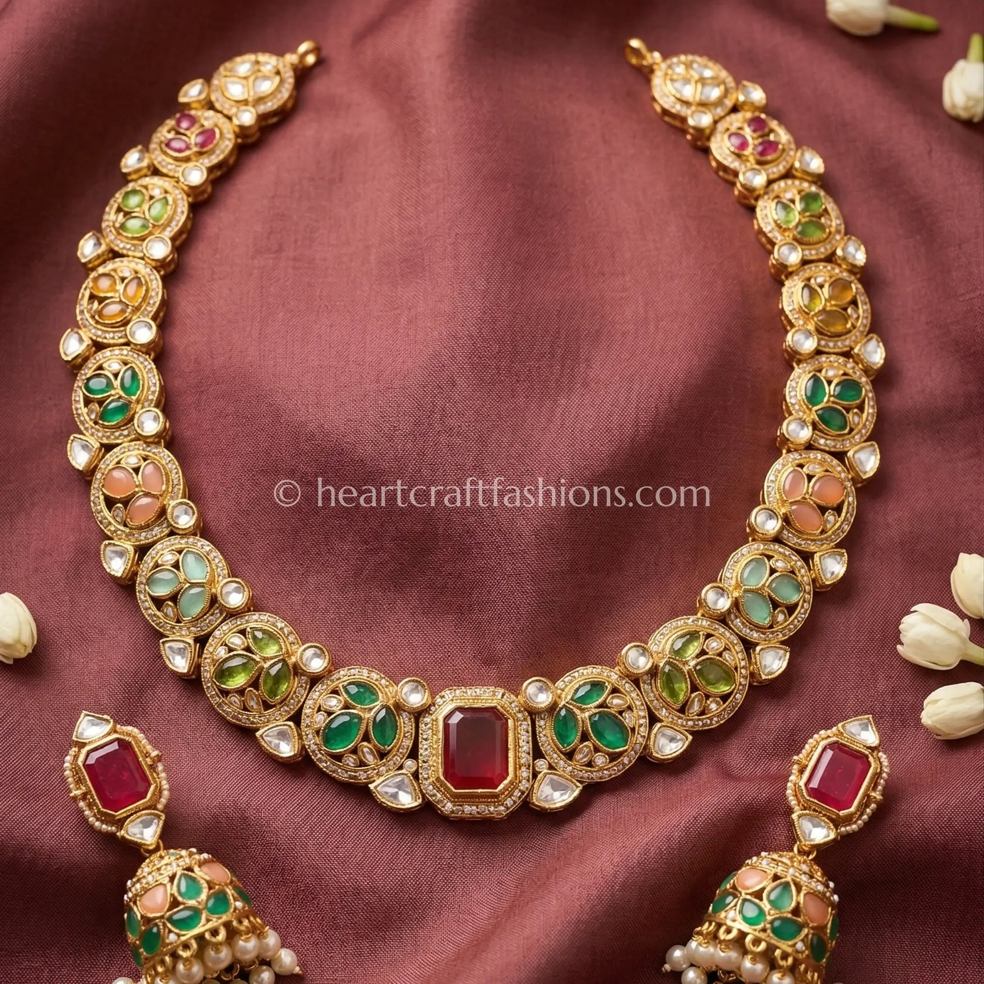 Navratna Moissanite Polki Choker Set