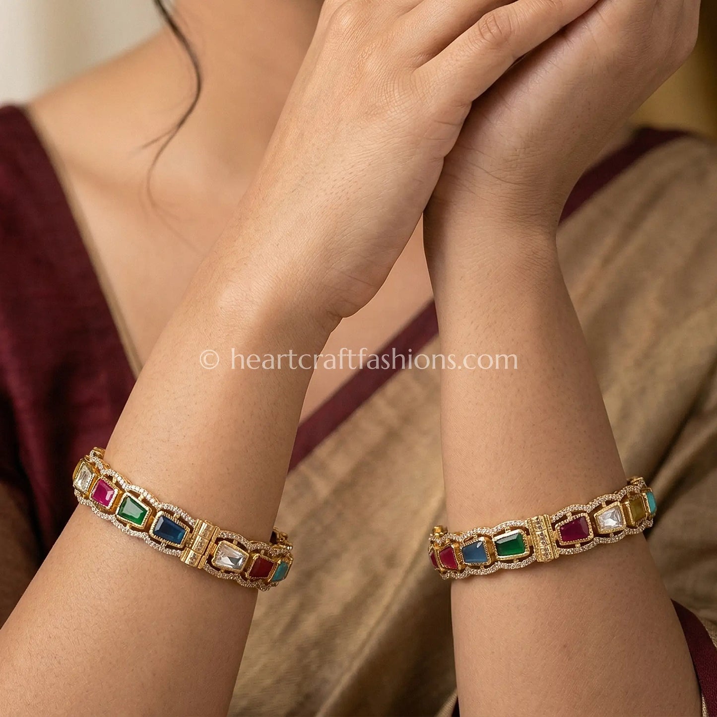 Navratna Sunehri Kundan Bangles