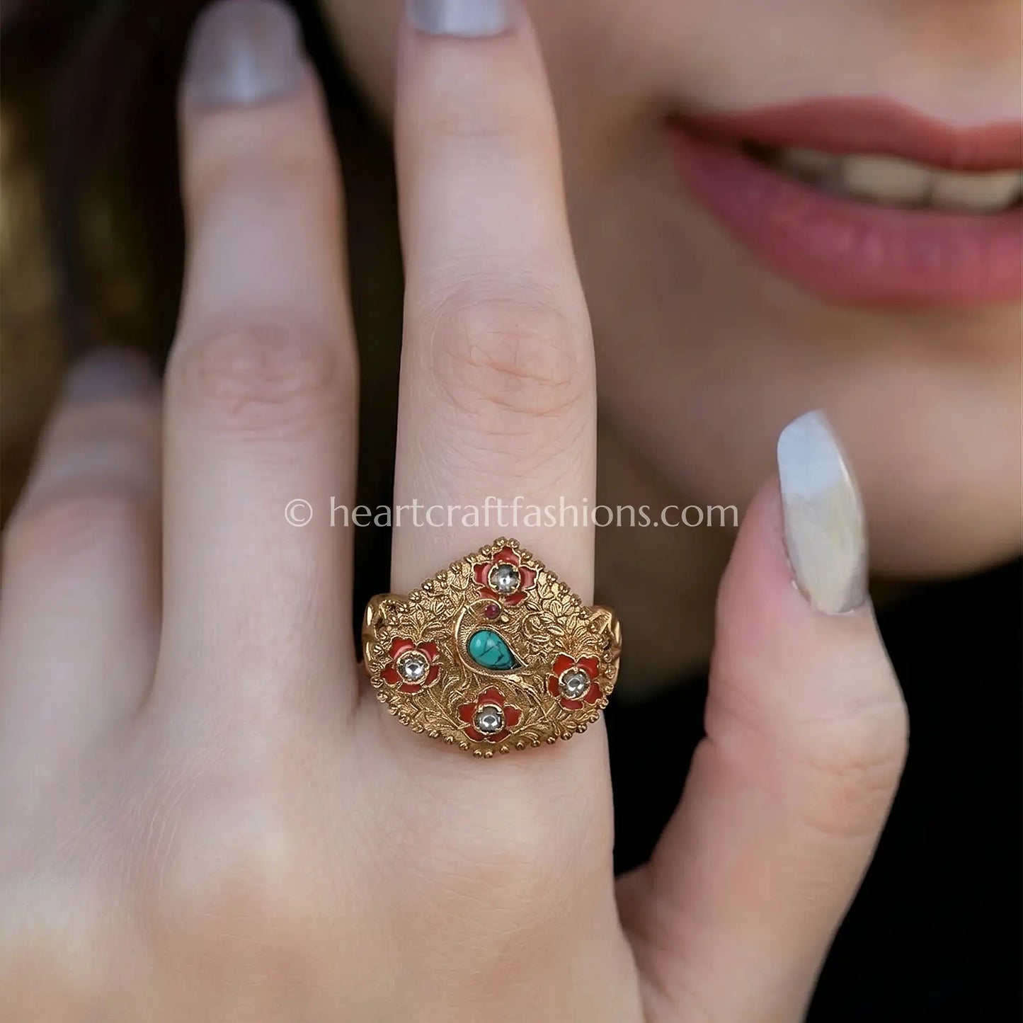 Neeltara Meenakari Polki Ring