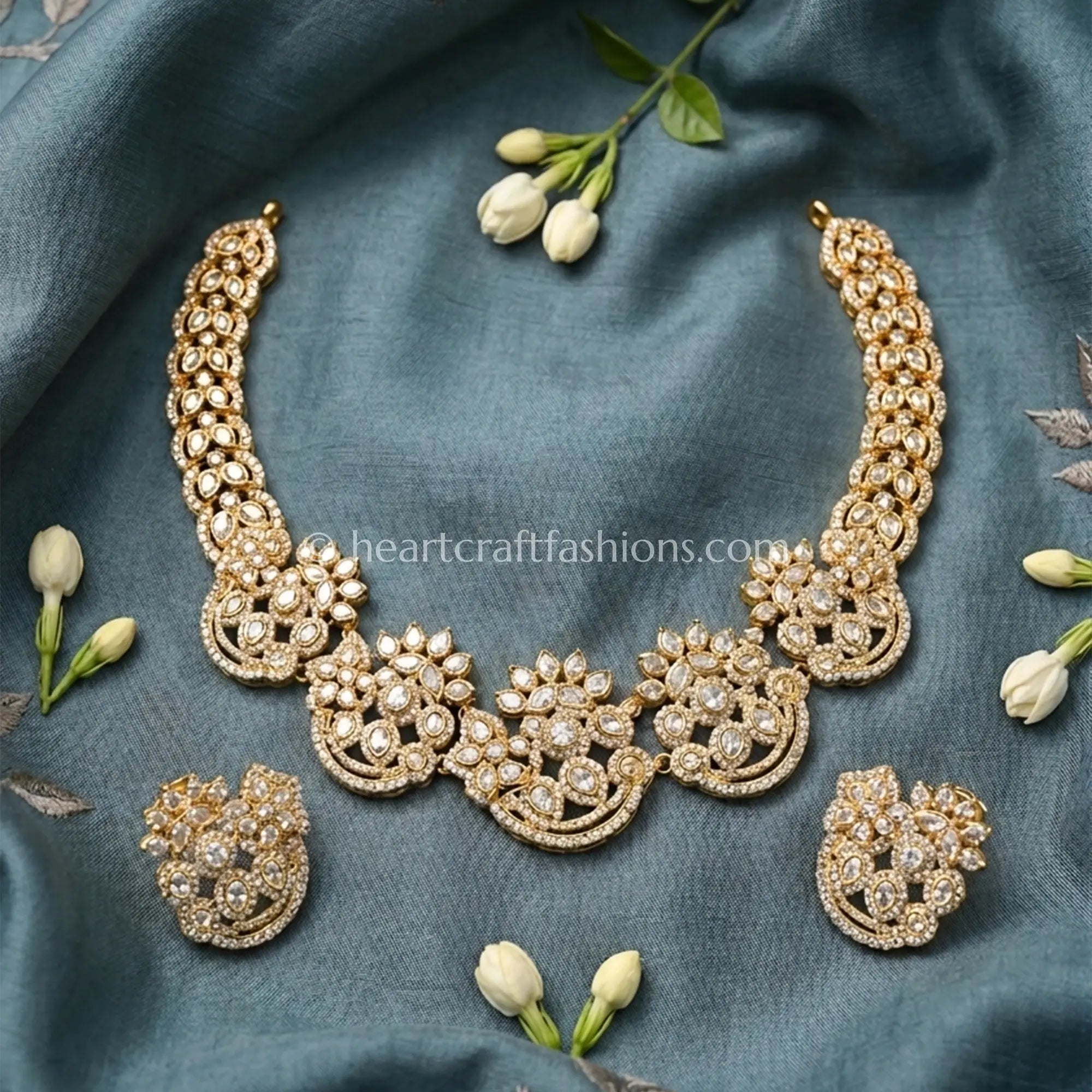 Noor Rajputana Polki Pearl Necklace Set