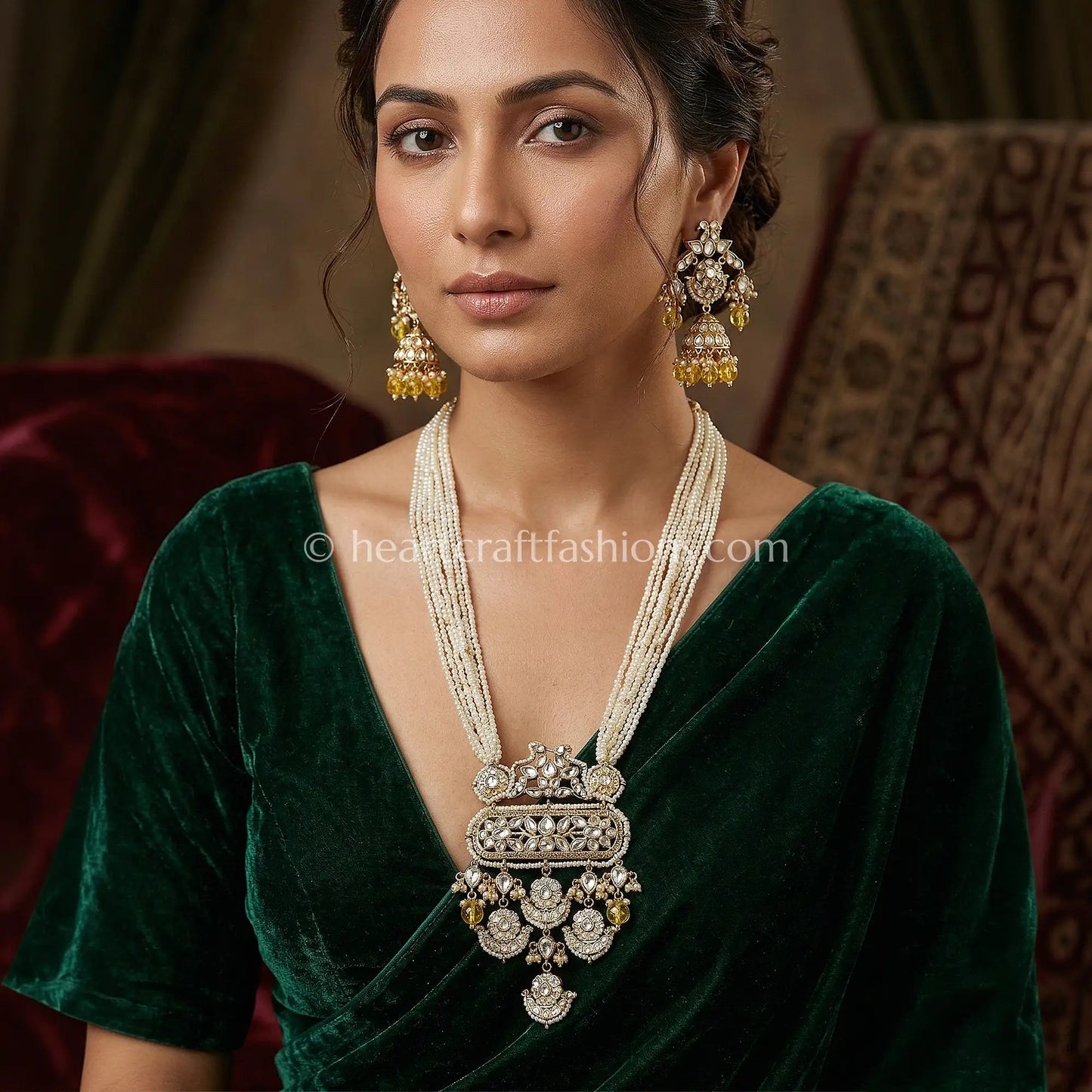 Noorika Pearl Kundan Rajputana Statement Haar